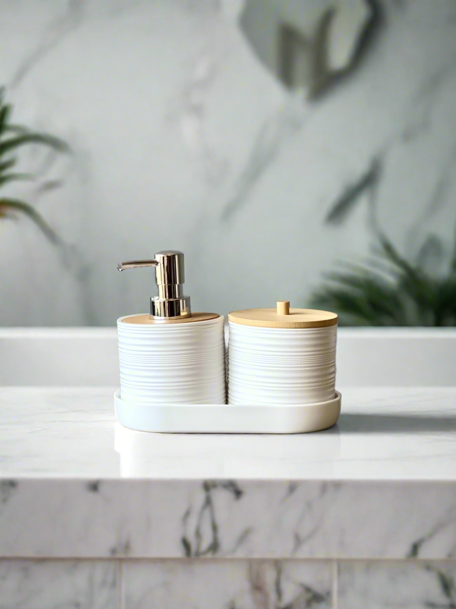 Amun Bathroom Set - White (Set of 3)