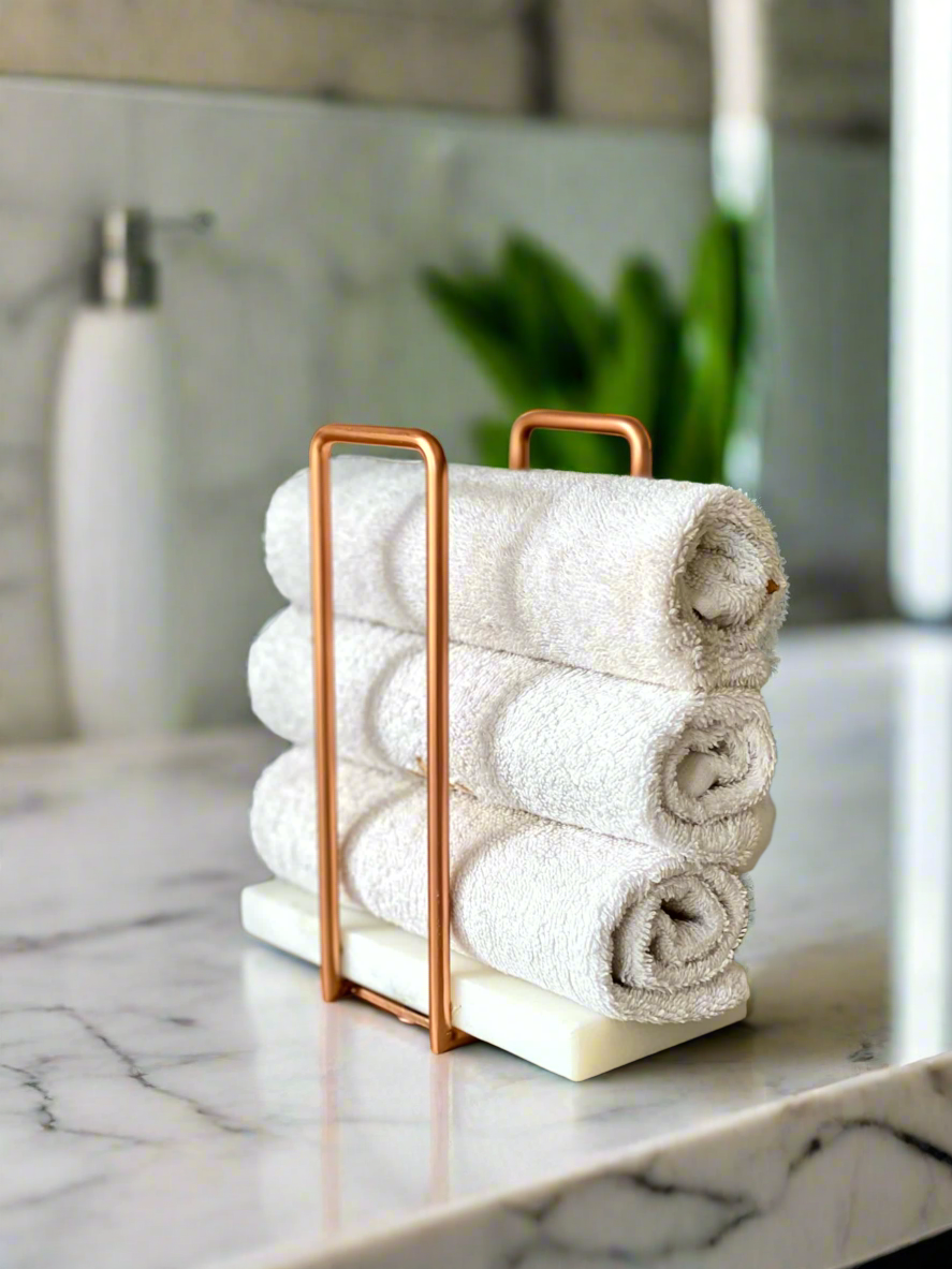 Imperial Napkin Holder - White & Rose Gold