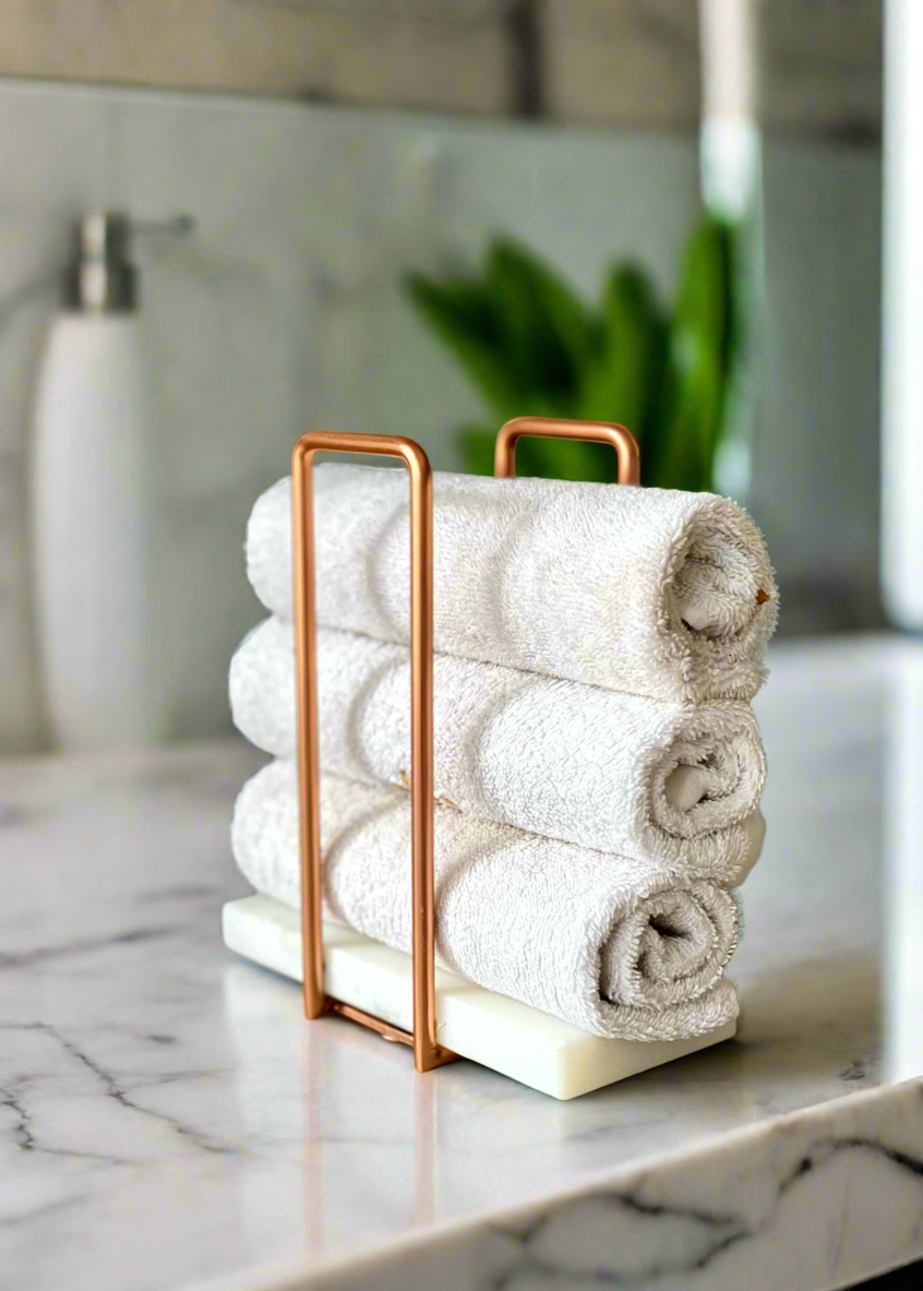 Imperial Napkin Holder - White & Rose Gold