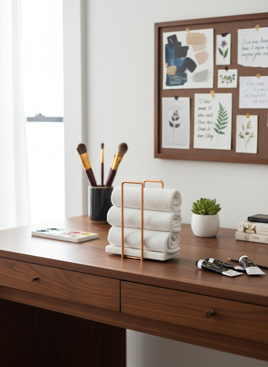 Imperial Napkin Holder - White & Rose Gold