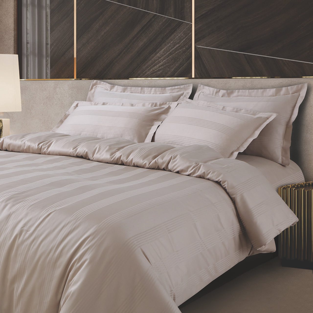 Turin Jacquard Beige Stripes Duvet Cover