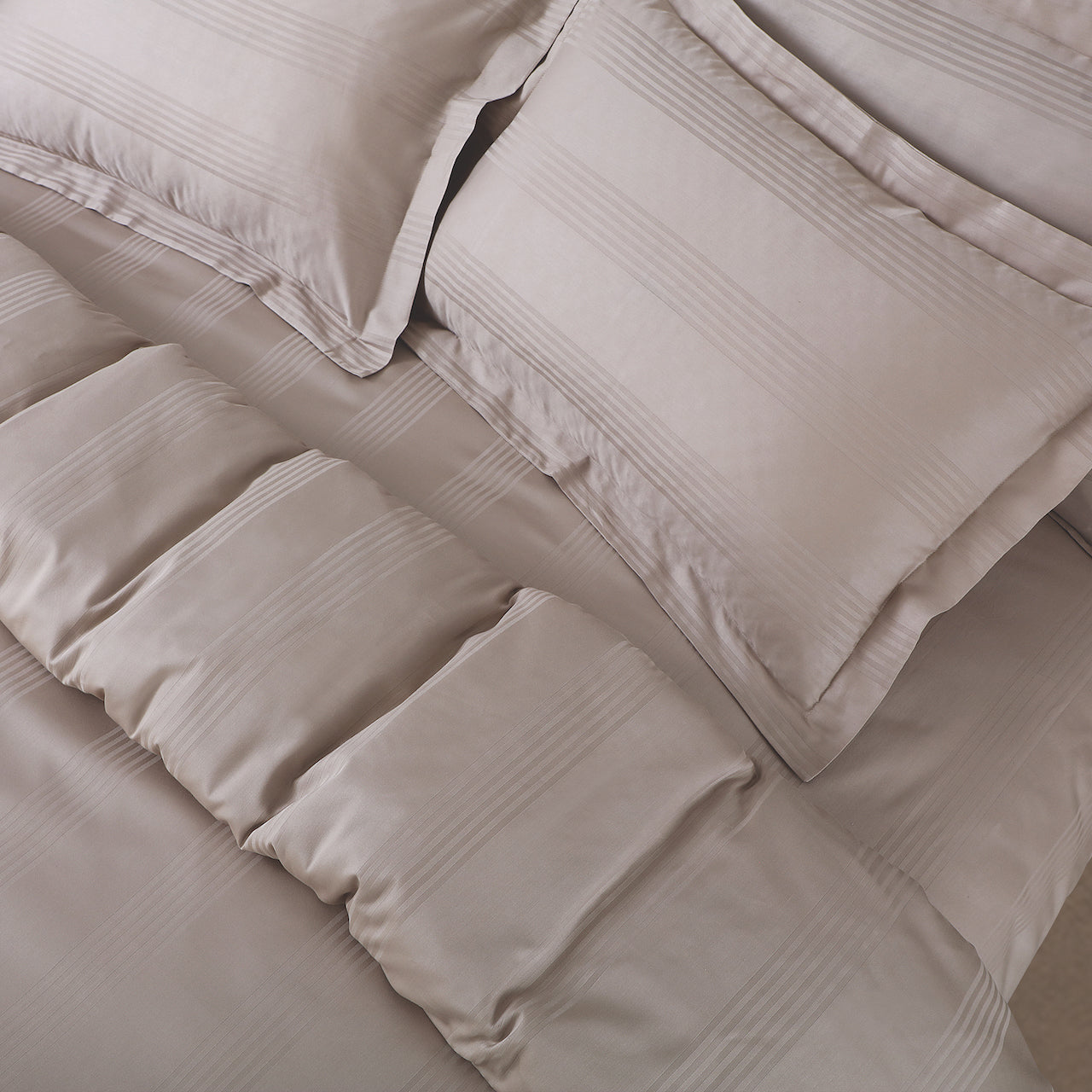 Turin Jacquard Beige Stripes Bedsheet