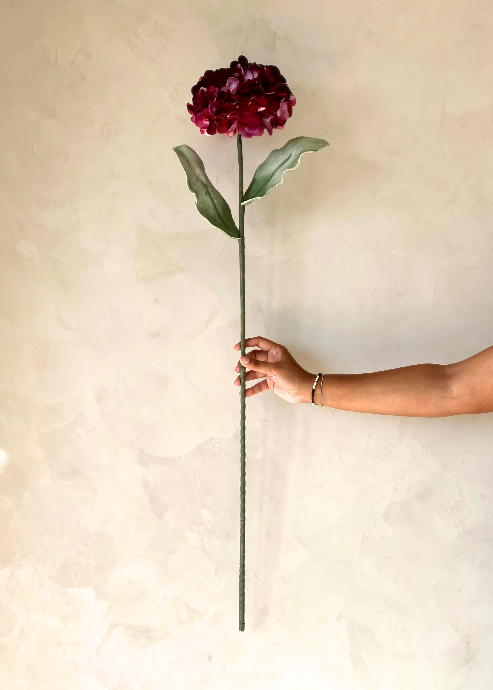 Artificial Hydrangea Flower Stem - Fuchsia Ombre (One Stem)