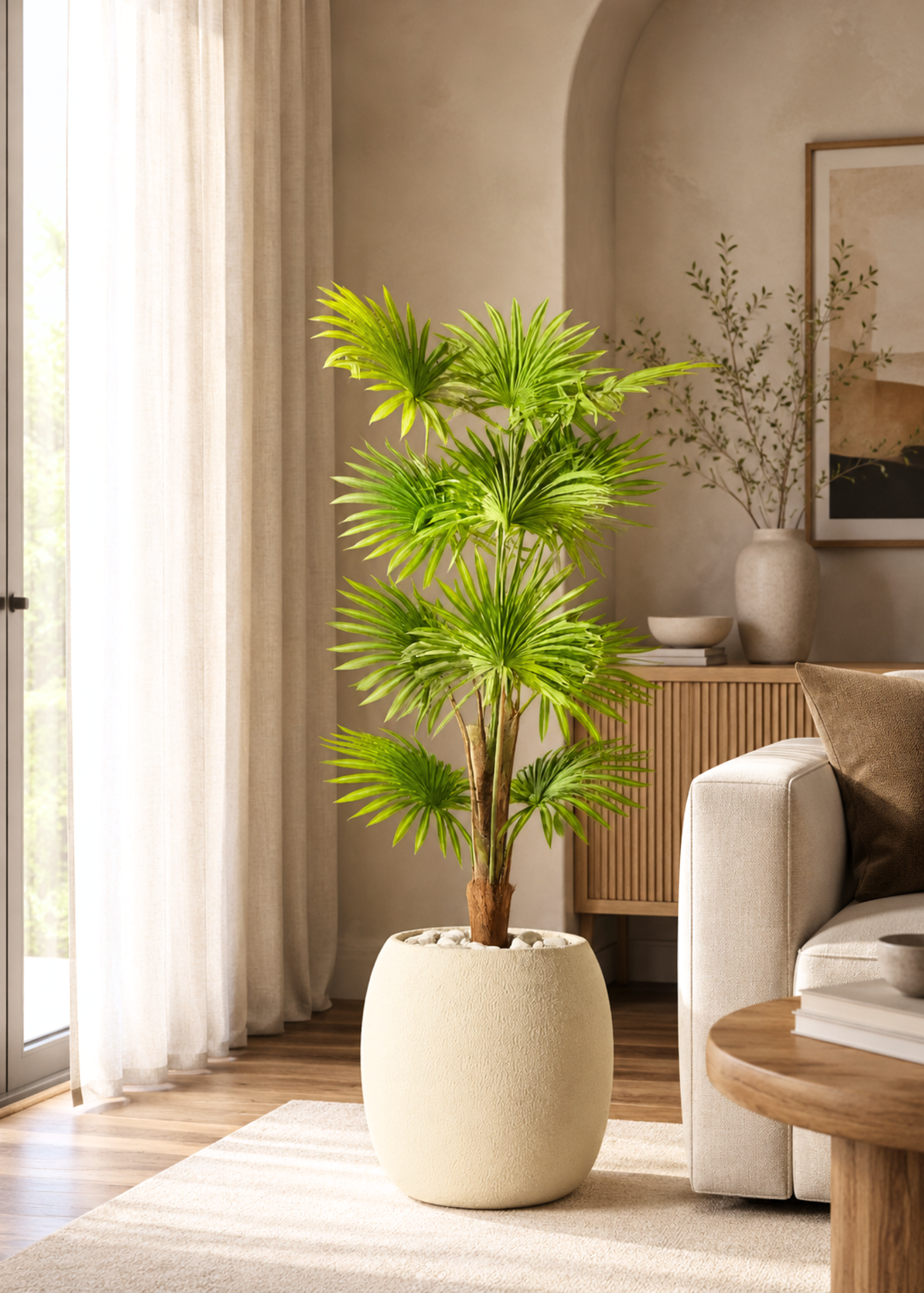 Artificial Fan Kwai Palm Plant - 4 Feet