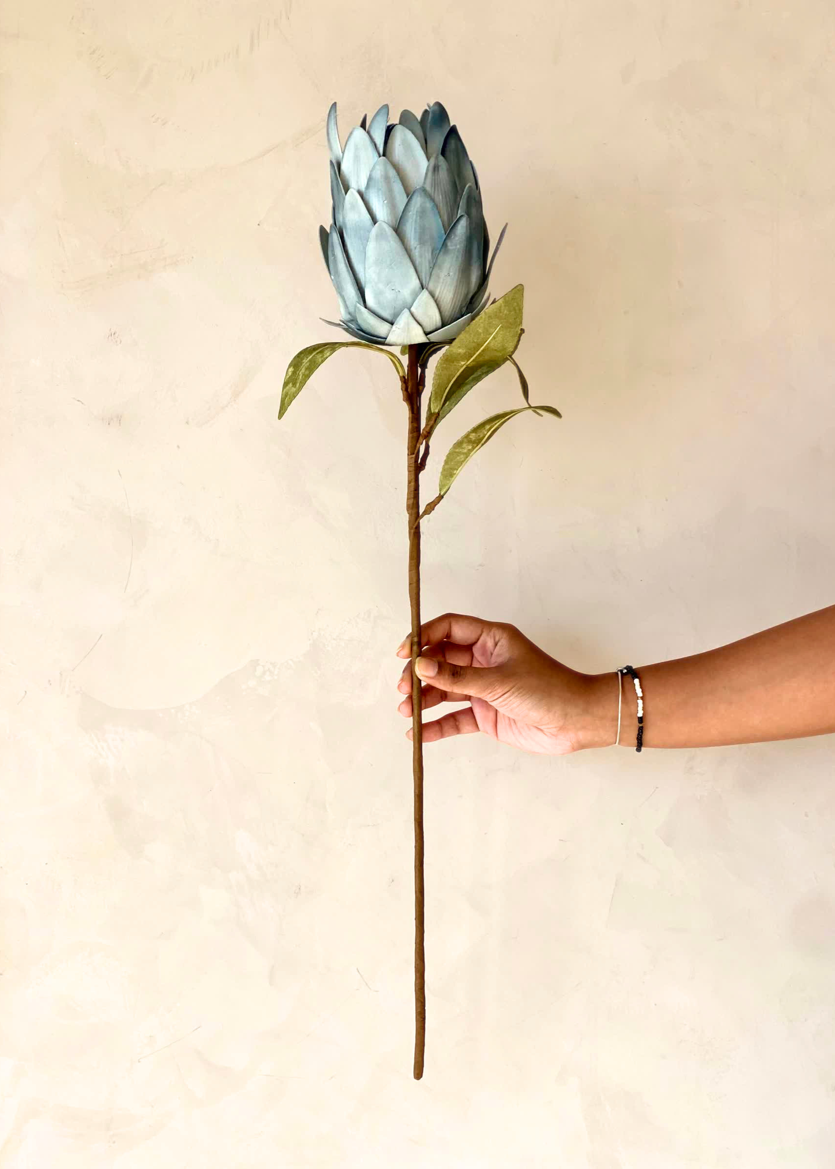 Artificial Protea Flower Stem - Blue (One Stem)