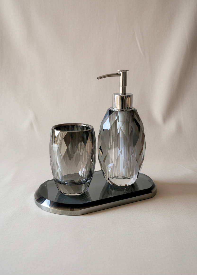Sundrop Crystal Bathroom Set - Black (Set of 3)