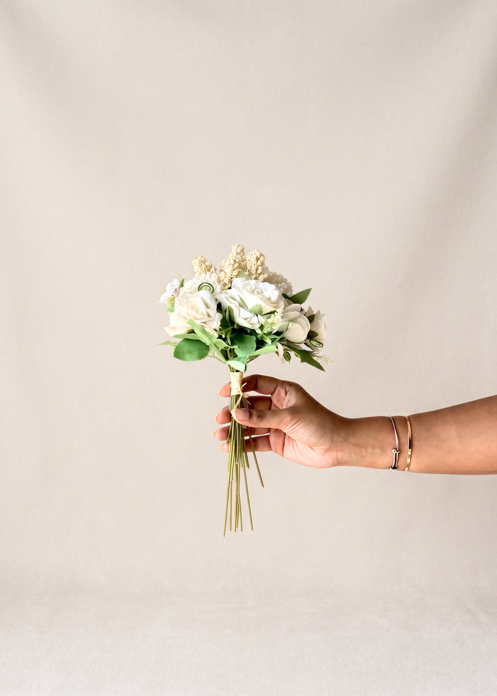 Artificial Chrysanths Bunch - White