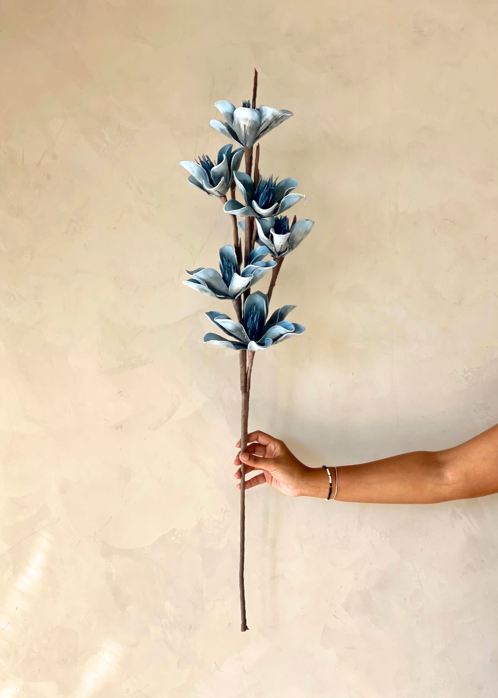 Artificial Lily Magnolia Flower Stem - Blue Ombre (One Stem)