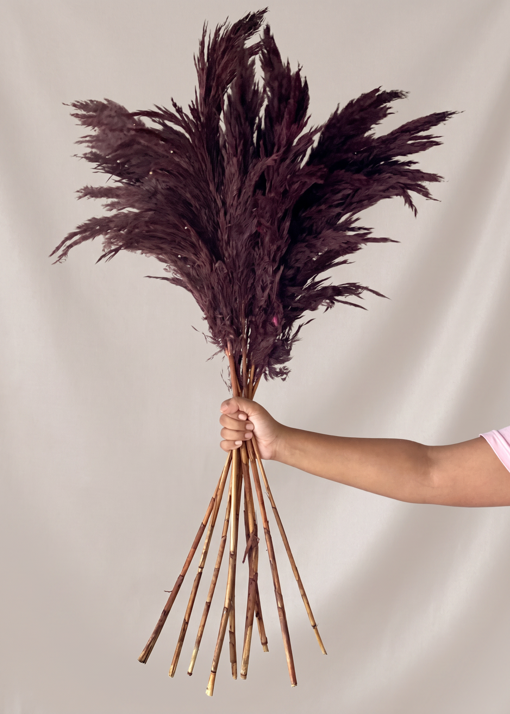 Artificial Feather Pampas Bunch - Burgundy