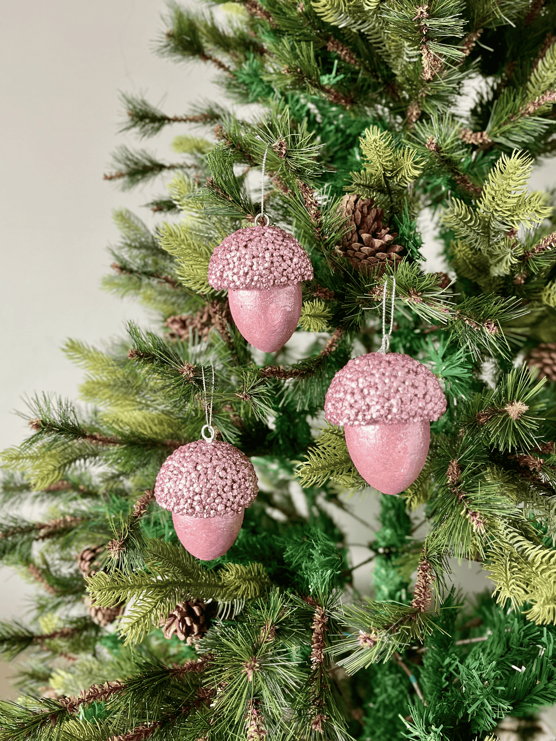 Christmas Glittering Acorns - (Set Of 3)