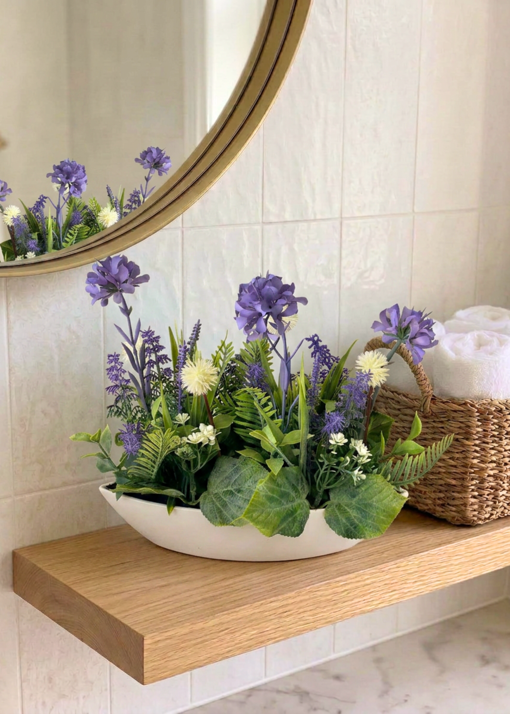 Artificial Bloom Succulent Bowl