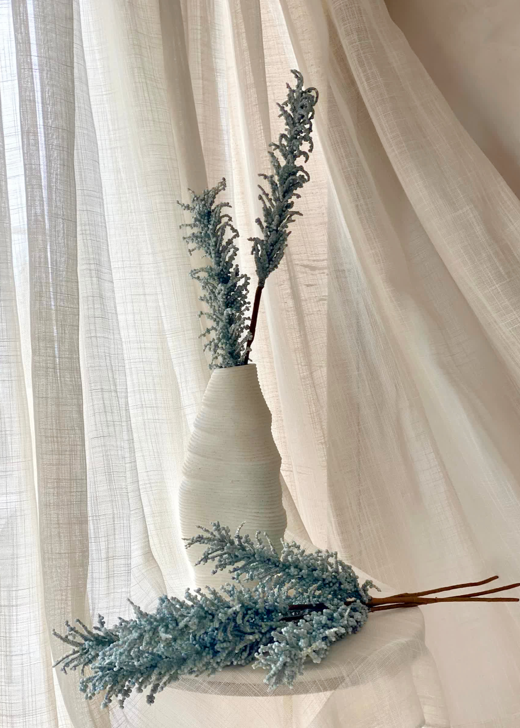 Artificial Pampas Reed Stem - Blue (One Stem)