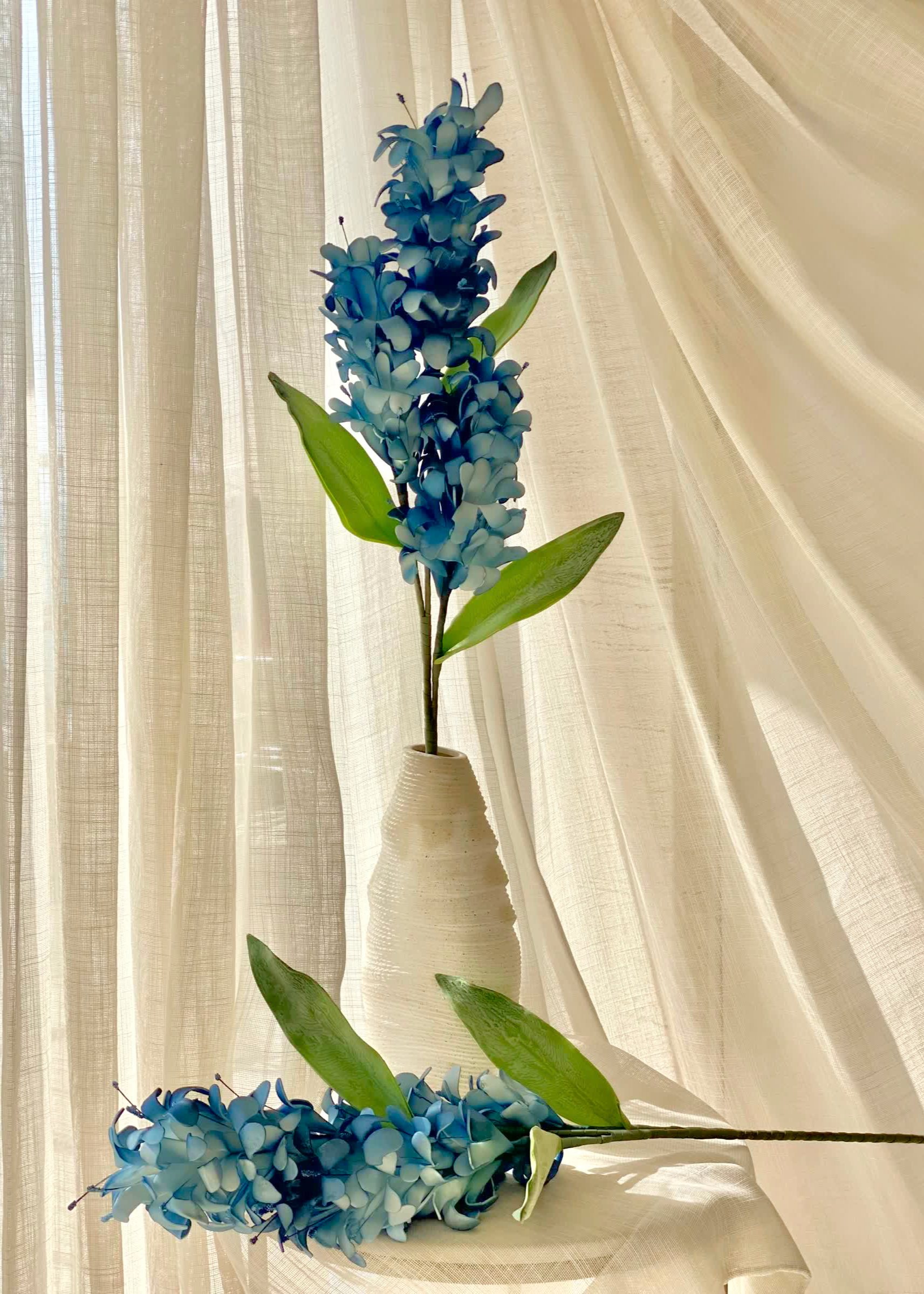 Artificial Madonna Lily Flower Stem - Blue Ombre (One Stem)