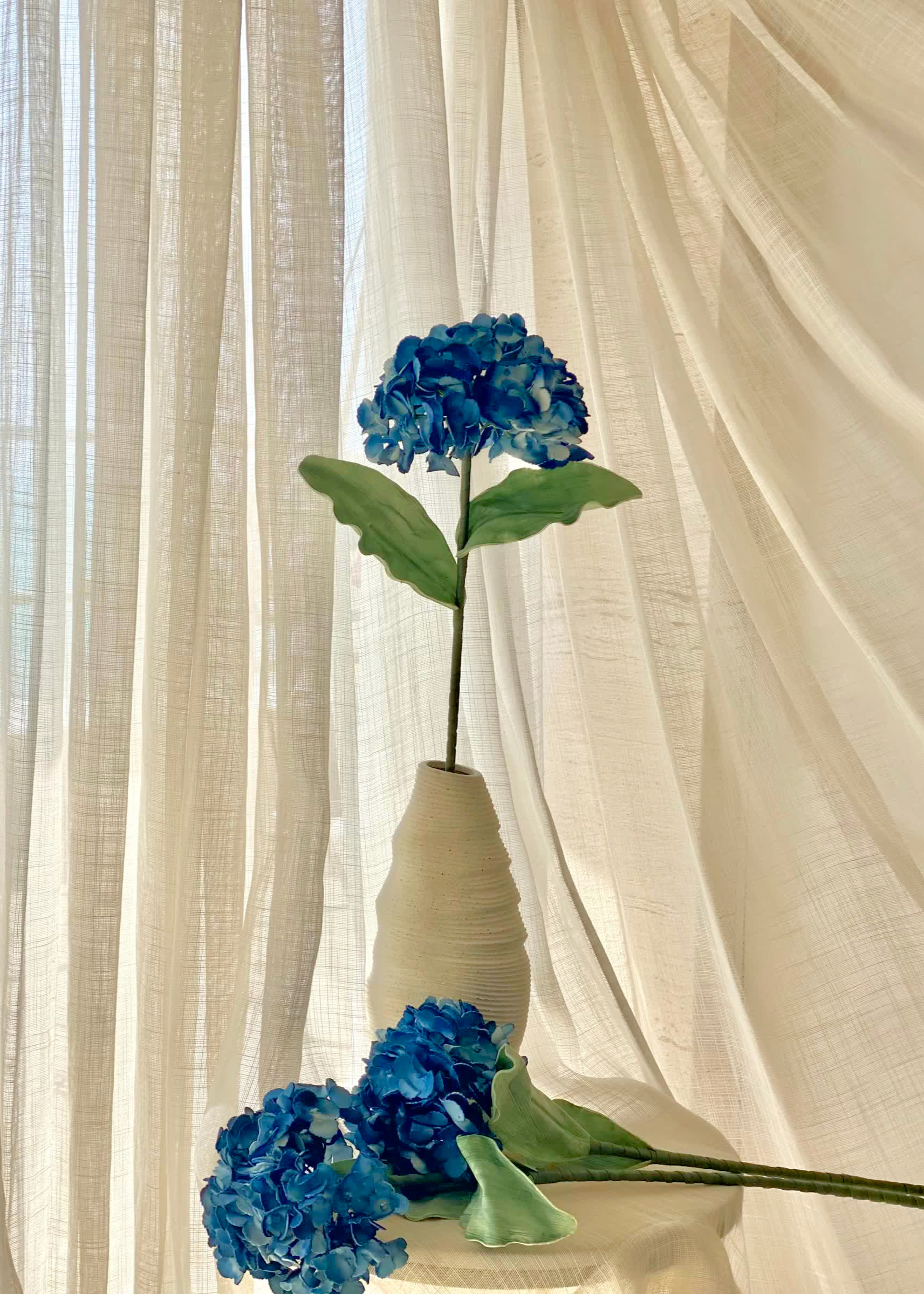 Artificial Hydrangea Flower Stem - Blue Ombre (One Stem)