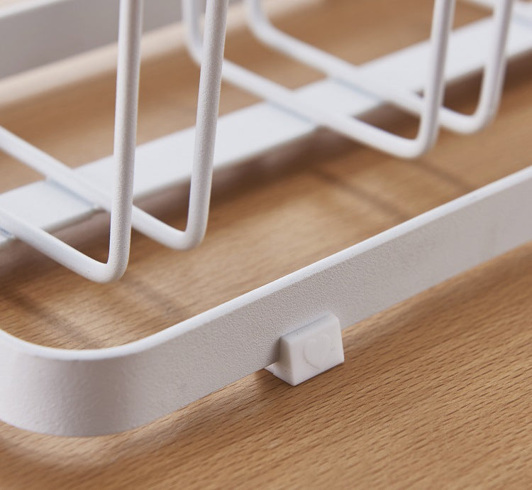 Wooden Handle Glass Holder White