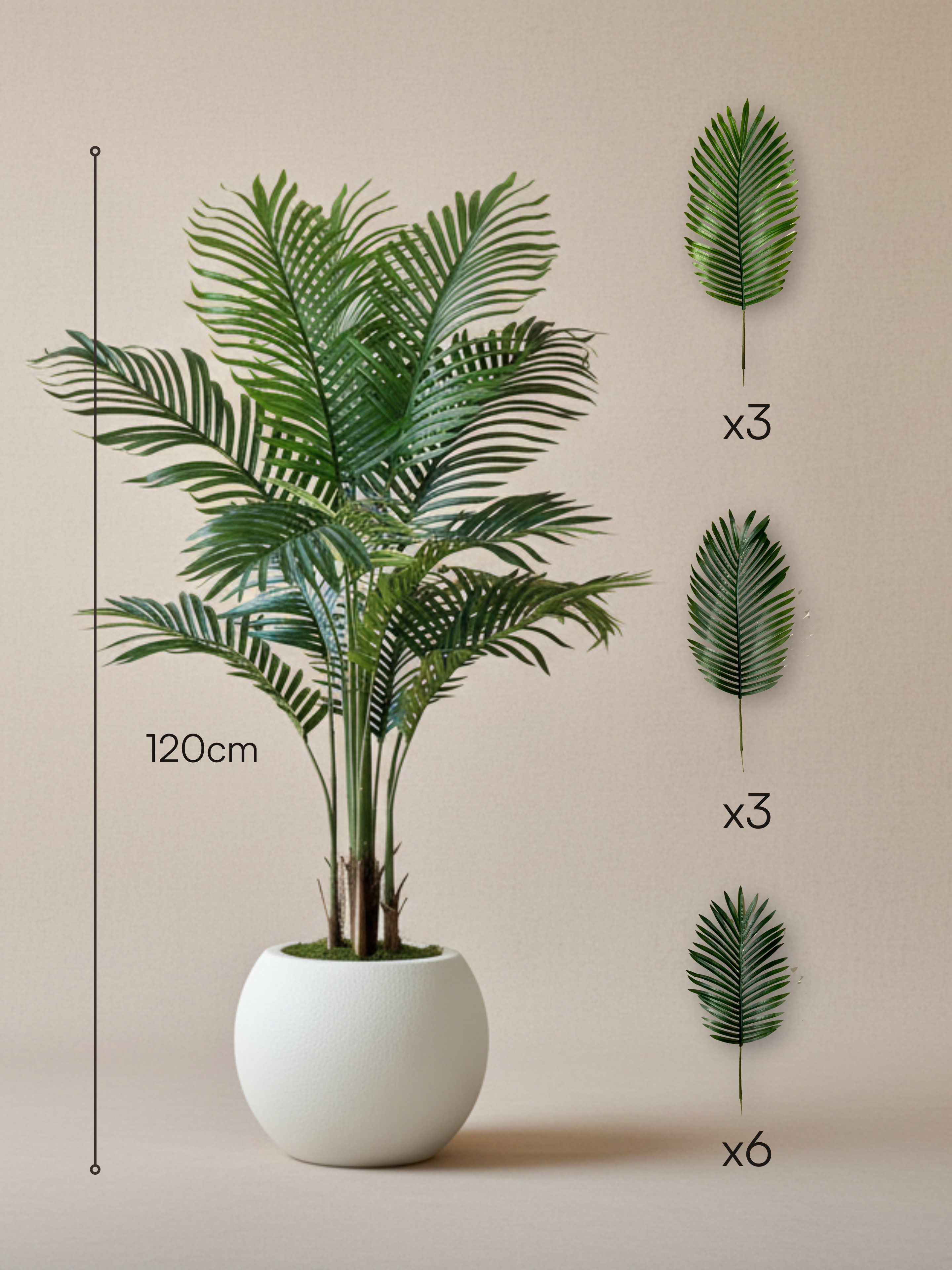 Artificial Areca Palm Plant + Pot - 4.5 Feet