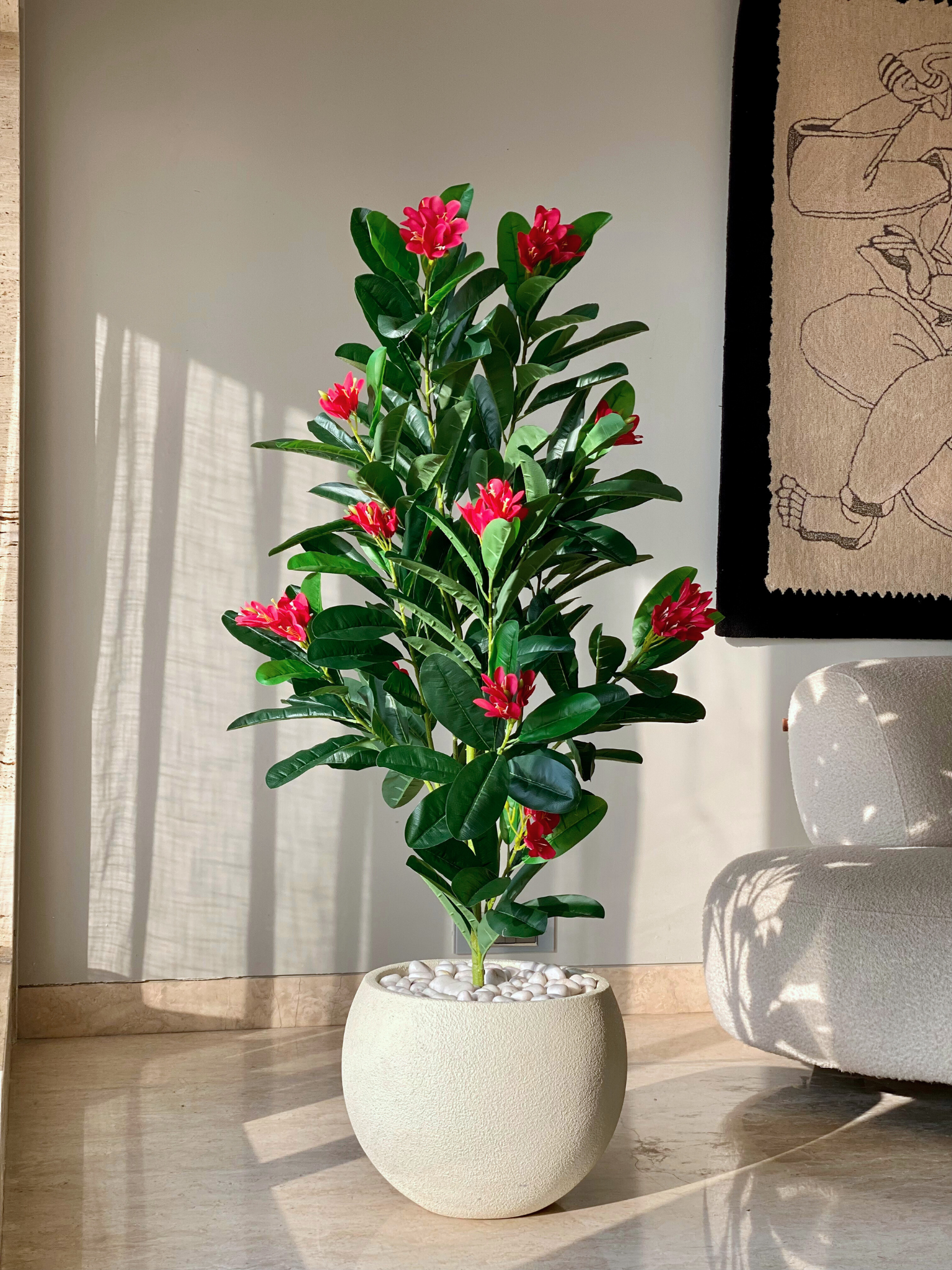 Artificial Ruby Frangipani Plant - 5 Feet