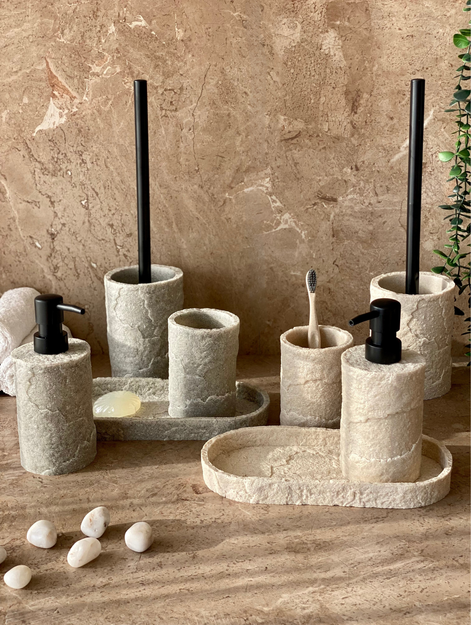 Fossil Bathroom Set - Light Grey (Set of 3)