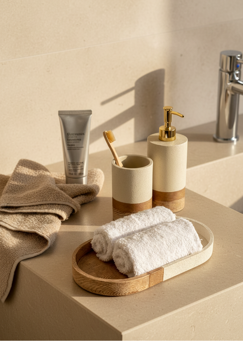 Aurum Dune Bathroom Set - Set of 3 (Beige)