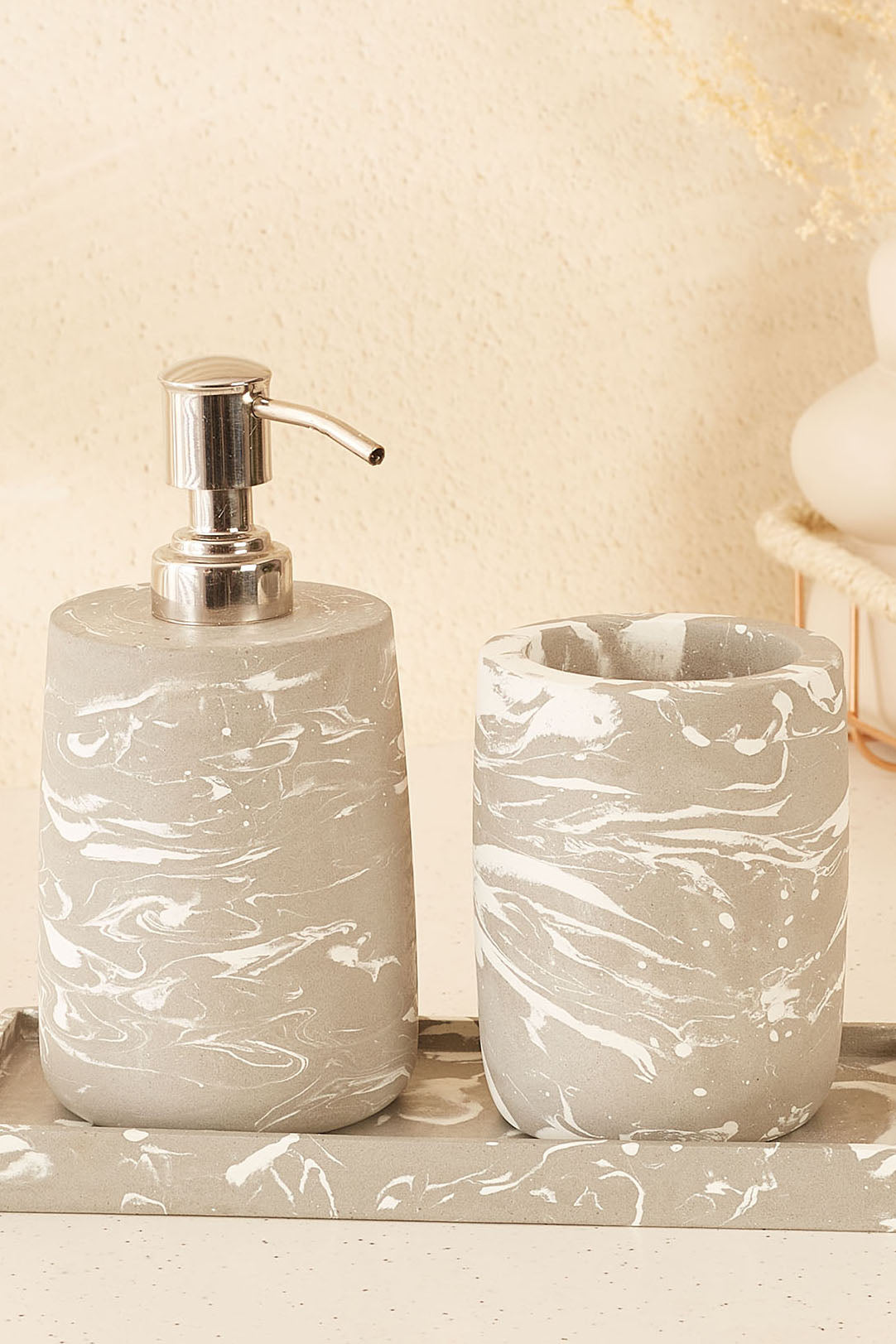 Nordic Grey Swirl Bath Set
