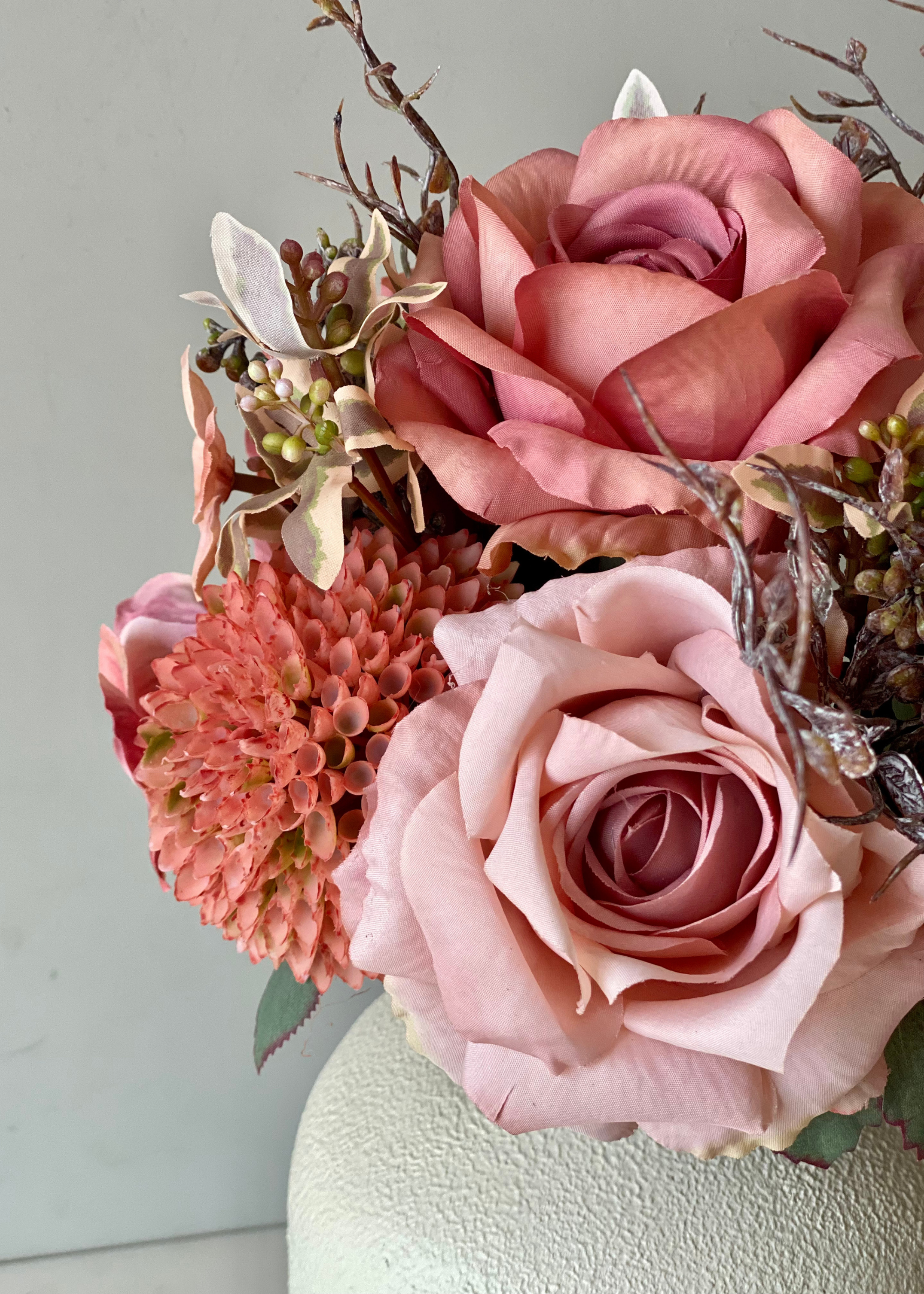 Artificial Blush Rose Bunch