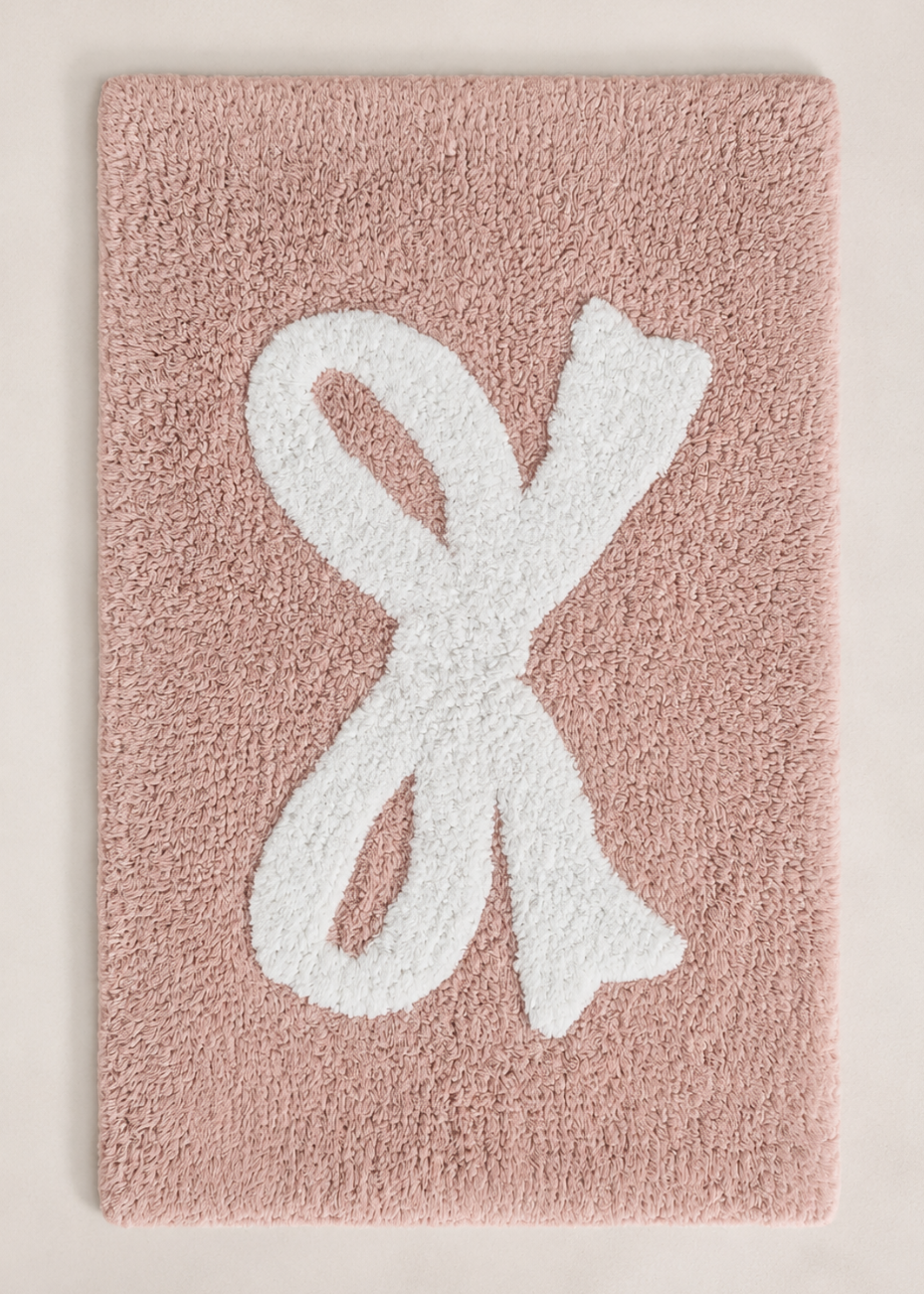 Bella Bow Anti Slip - Tufted - Cotton Bath Mat - Pink - 60 x 40 cm