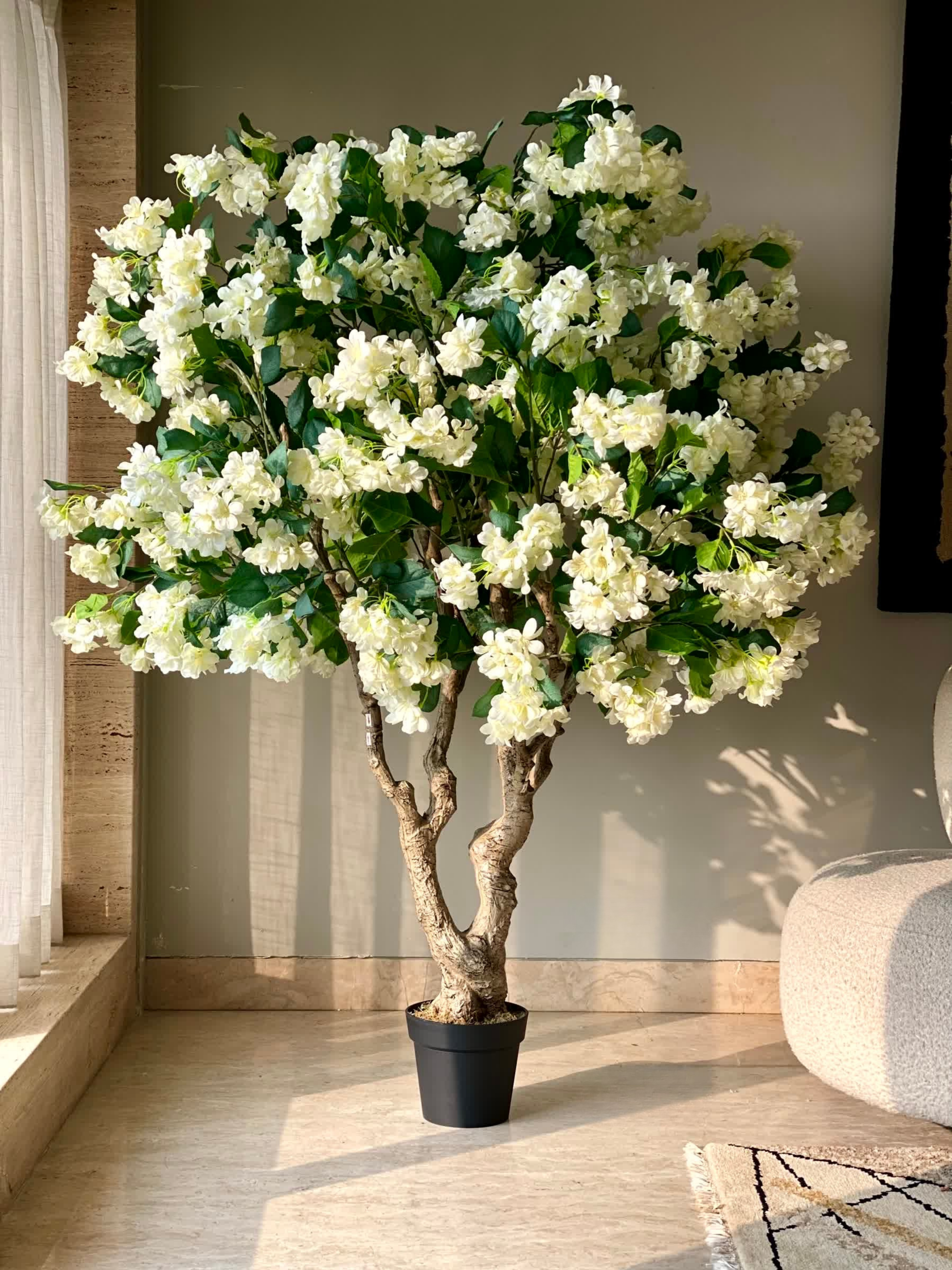 Artificial White Blossom Plant - 6 Feet