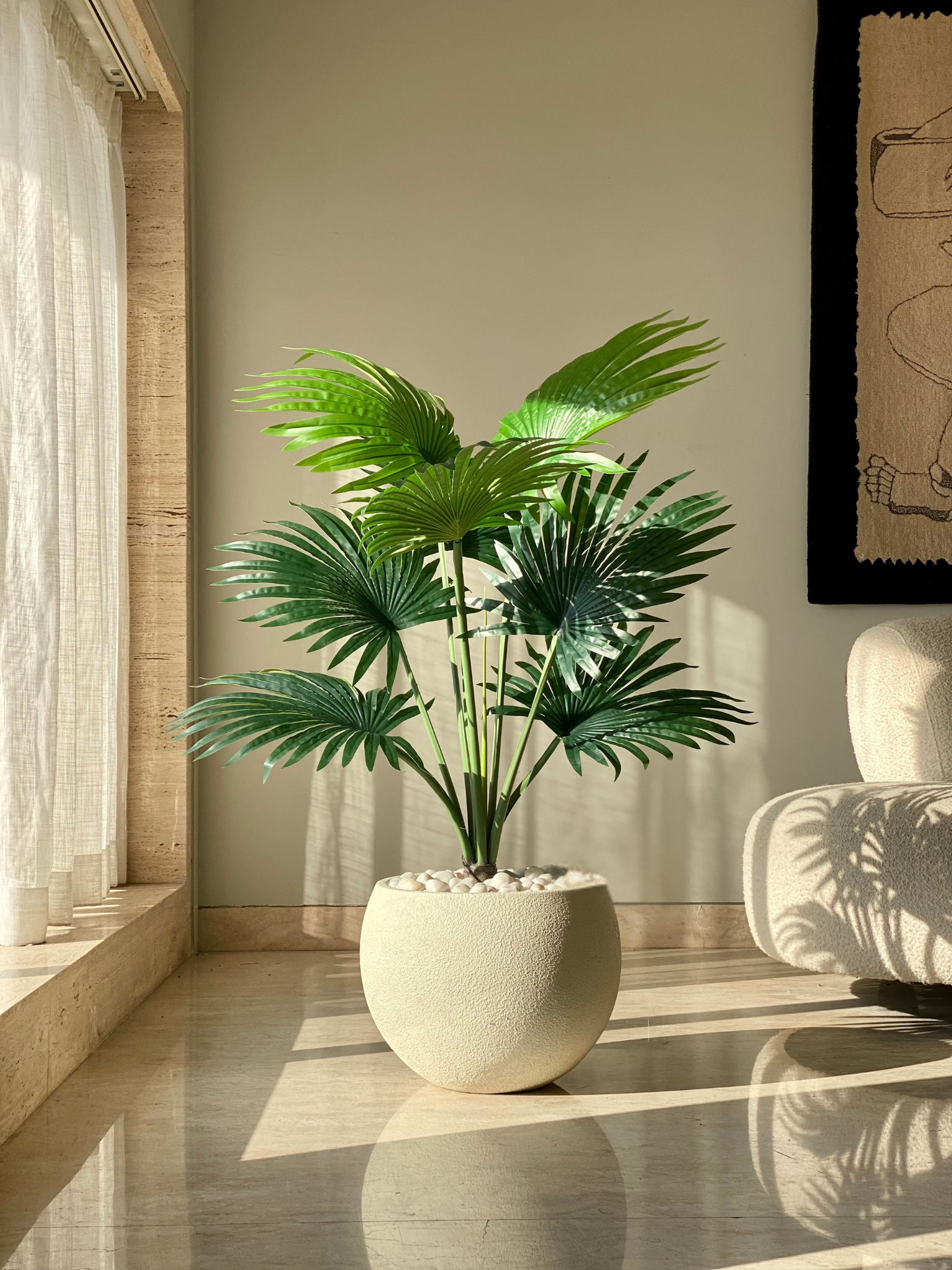 Artificial Fan Palm Plant - 4 Feet