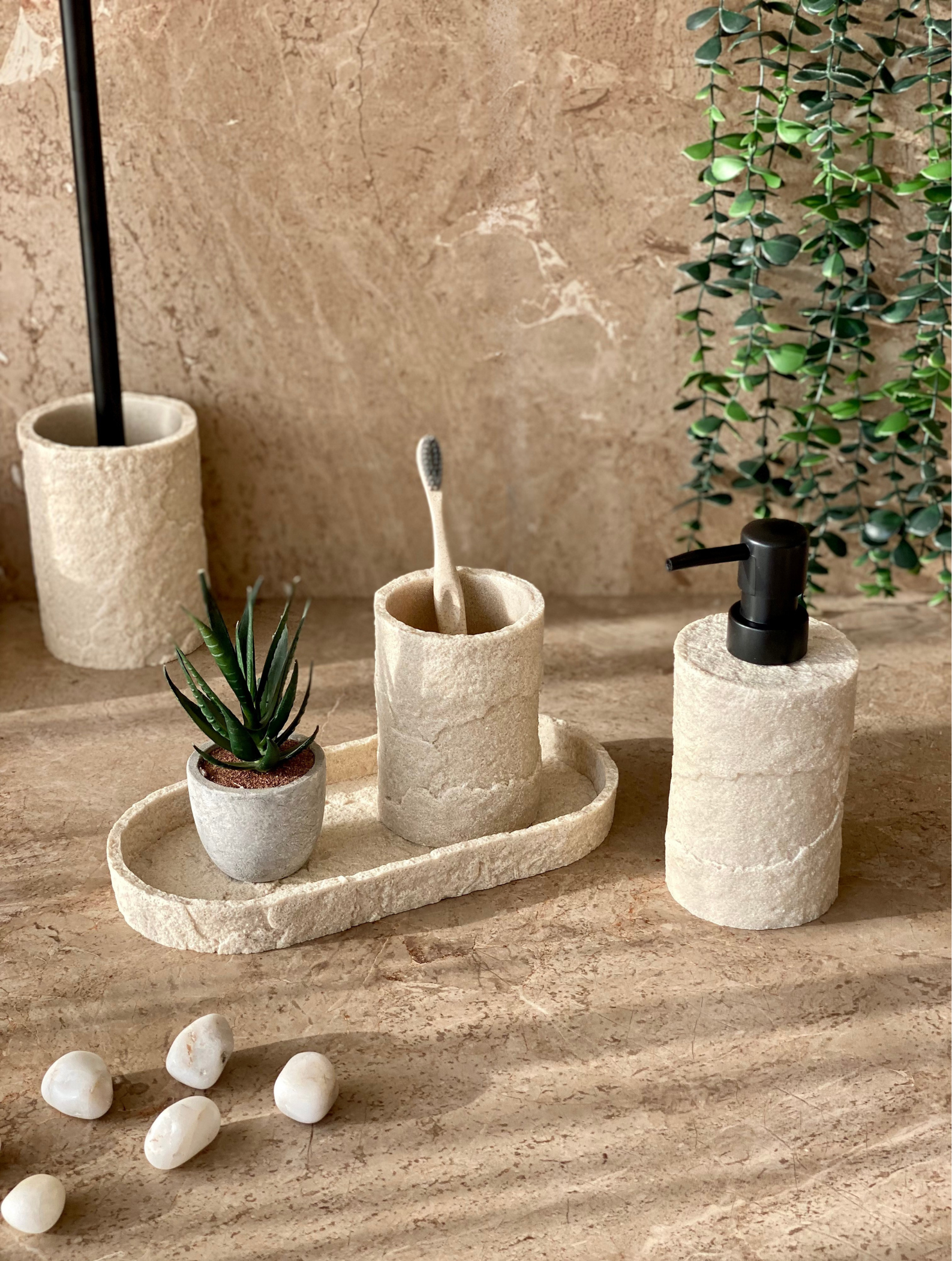 Fossil Bathroom Set - Beige (Set of 3)