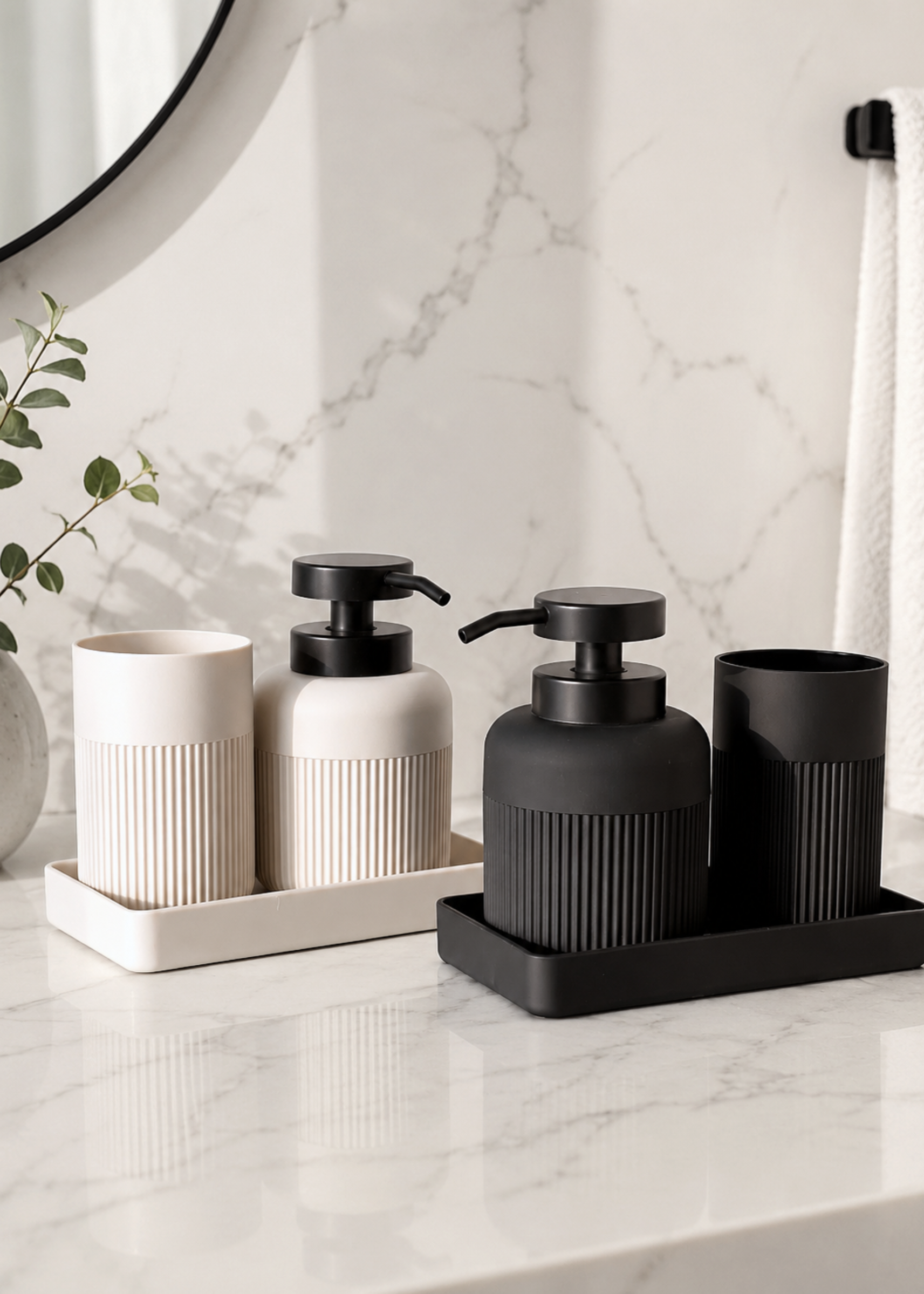Chaton Bathroom Set- Beige (Set of 3)