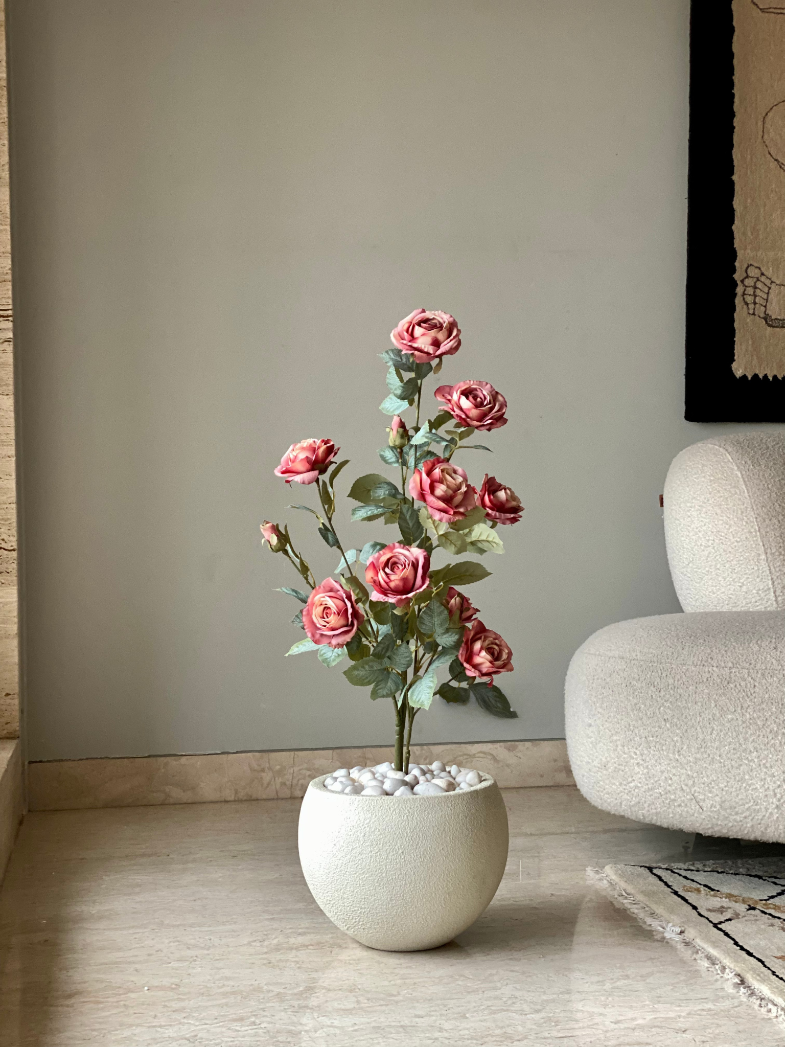 Artificial Autumn Rose Plant - 3 Feet