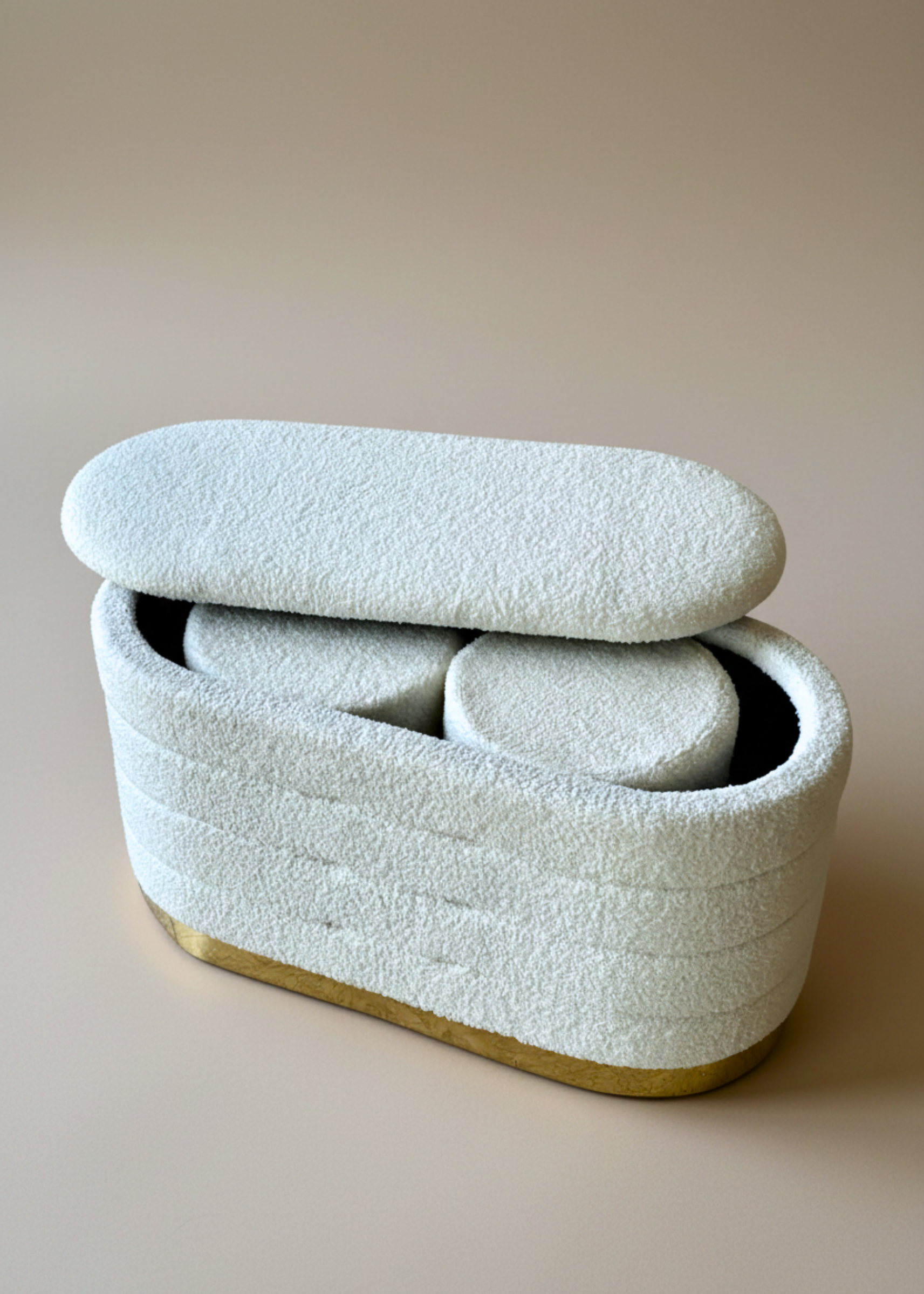 Cloud Boucle Storage Pouffe Set - Chalk White