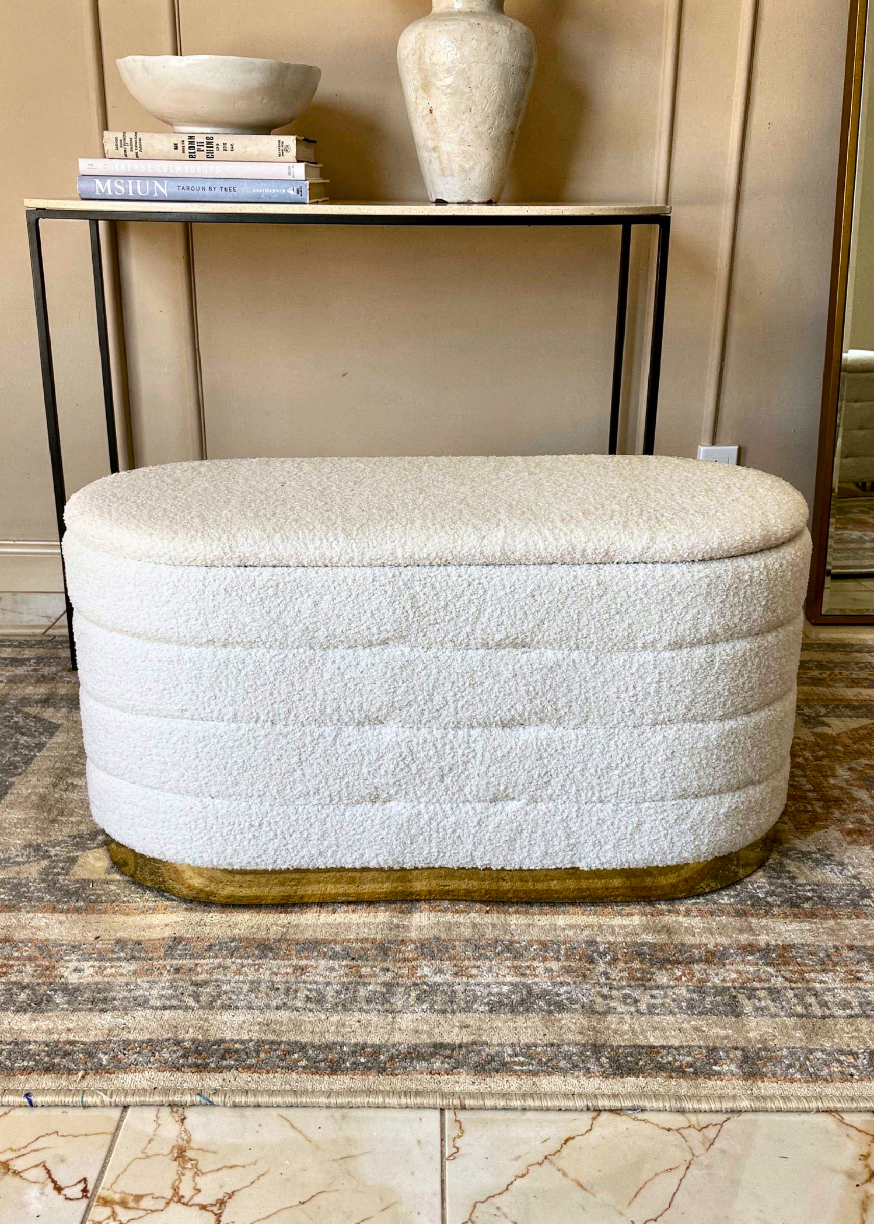 Cloud Boucle Storage Pouffe Set - Chalk White