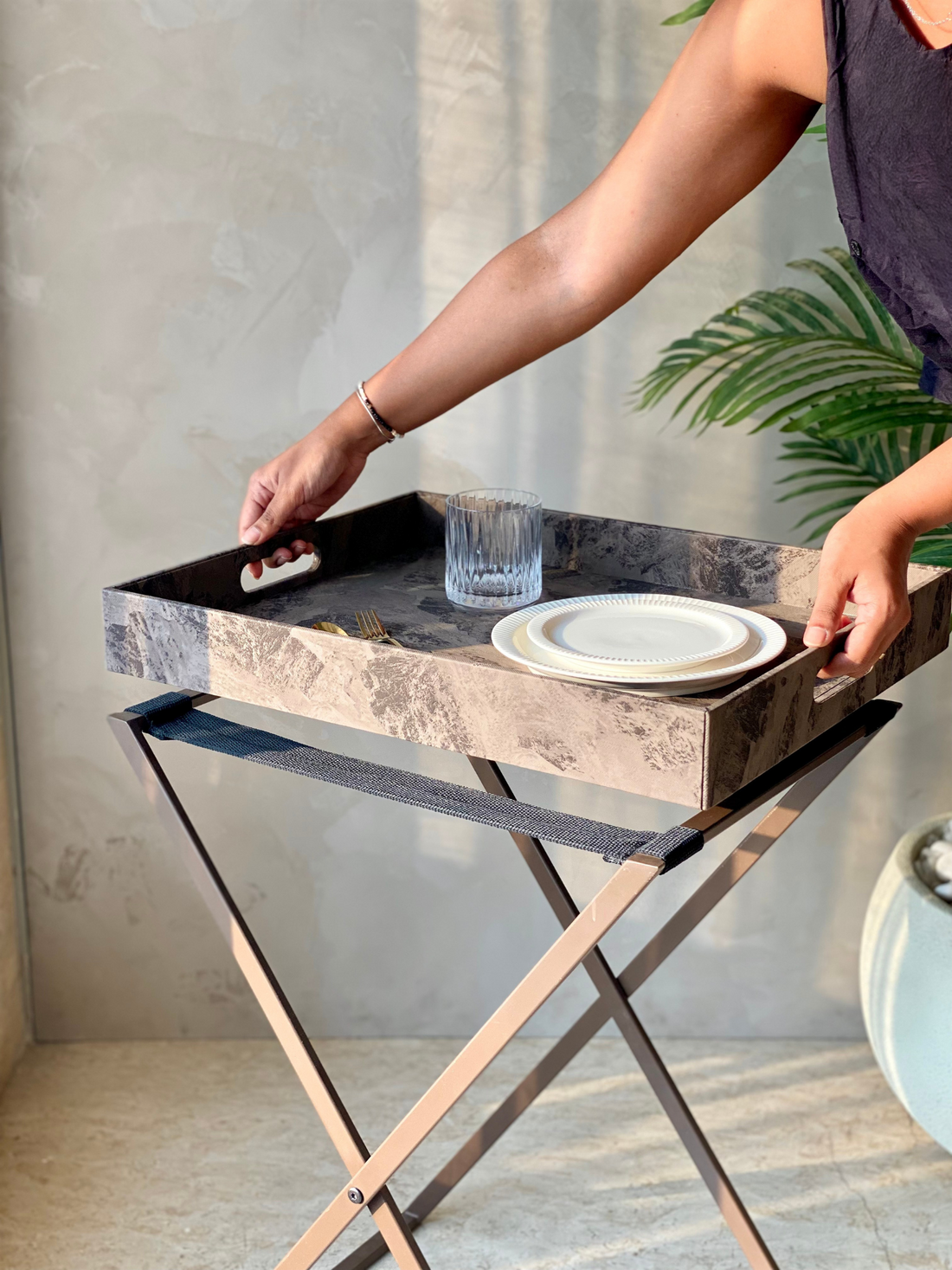 Indo Mocha Butler Tray Table