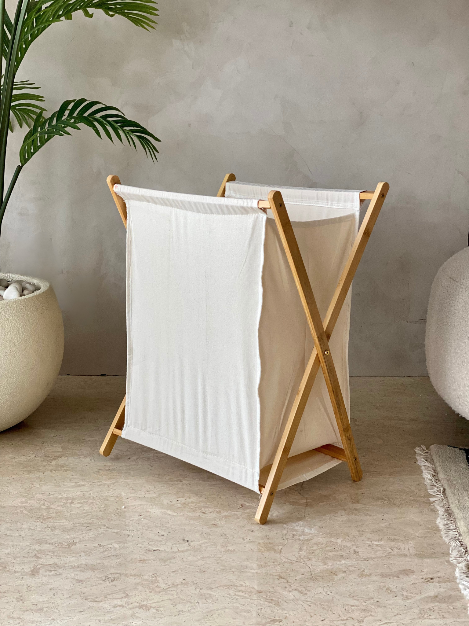 Ermina Foldable Laundry Basket - White