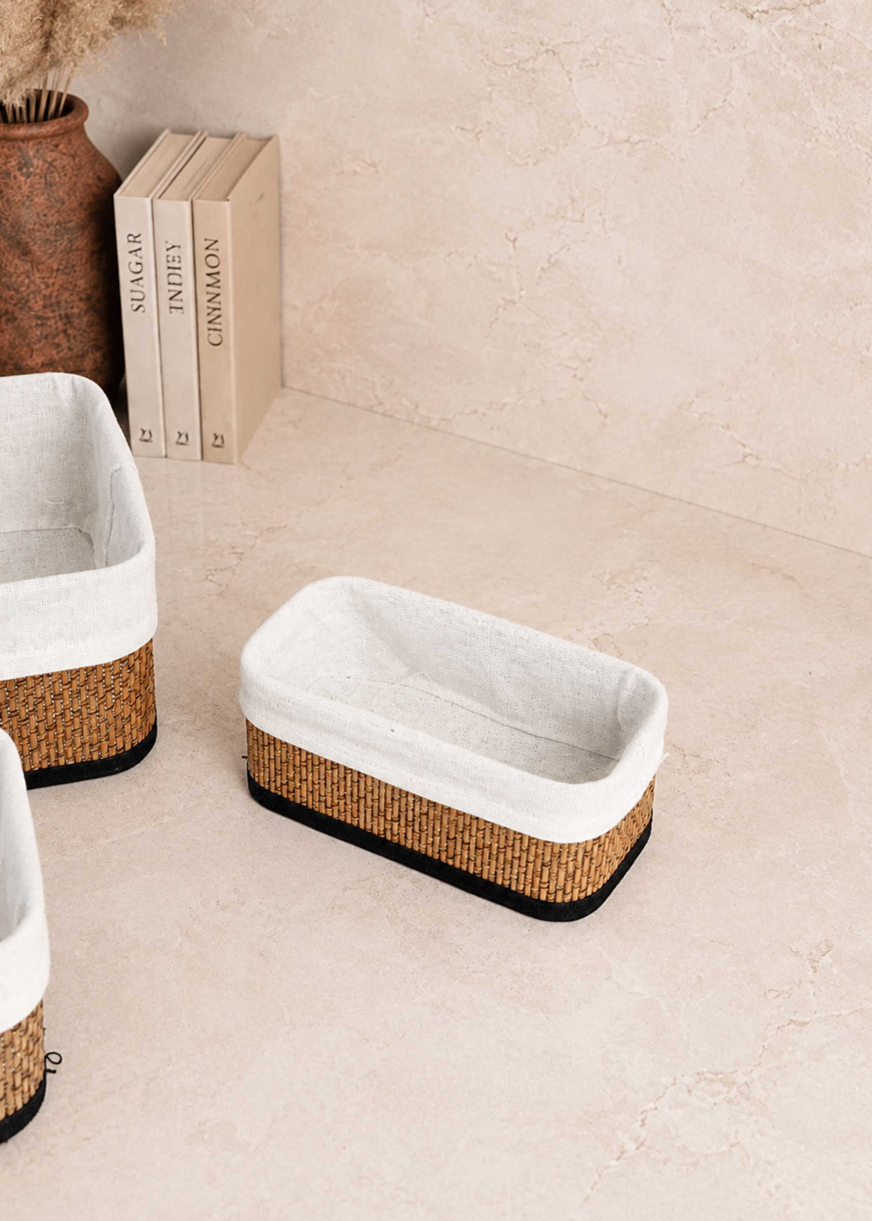 Miro Basket - White & Brown (Set of 3)