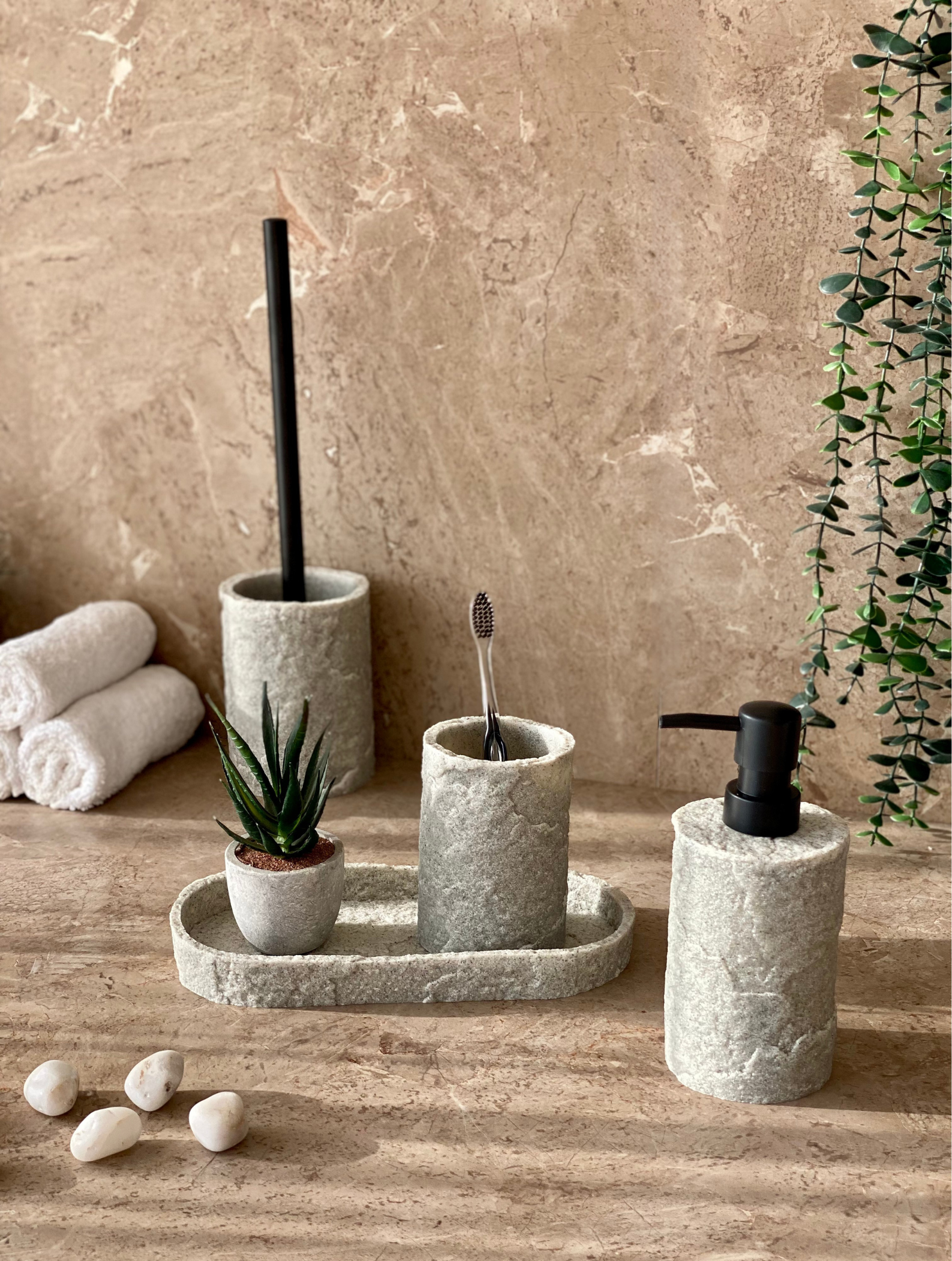 Fossil Bathroom Set - Light Grey (Set of 3)