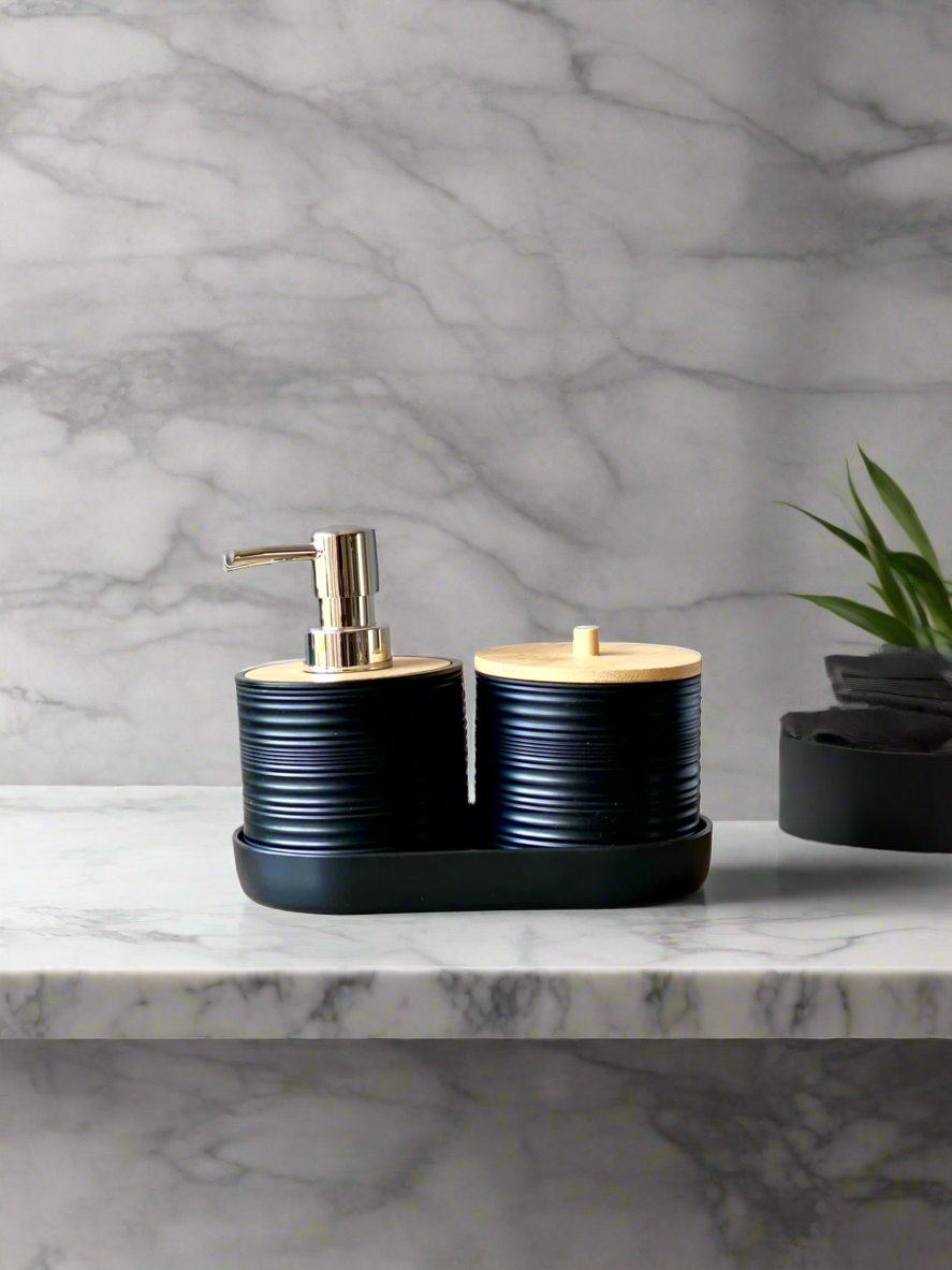 Amun Bathroom Set - Black (Set of 3)