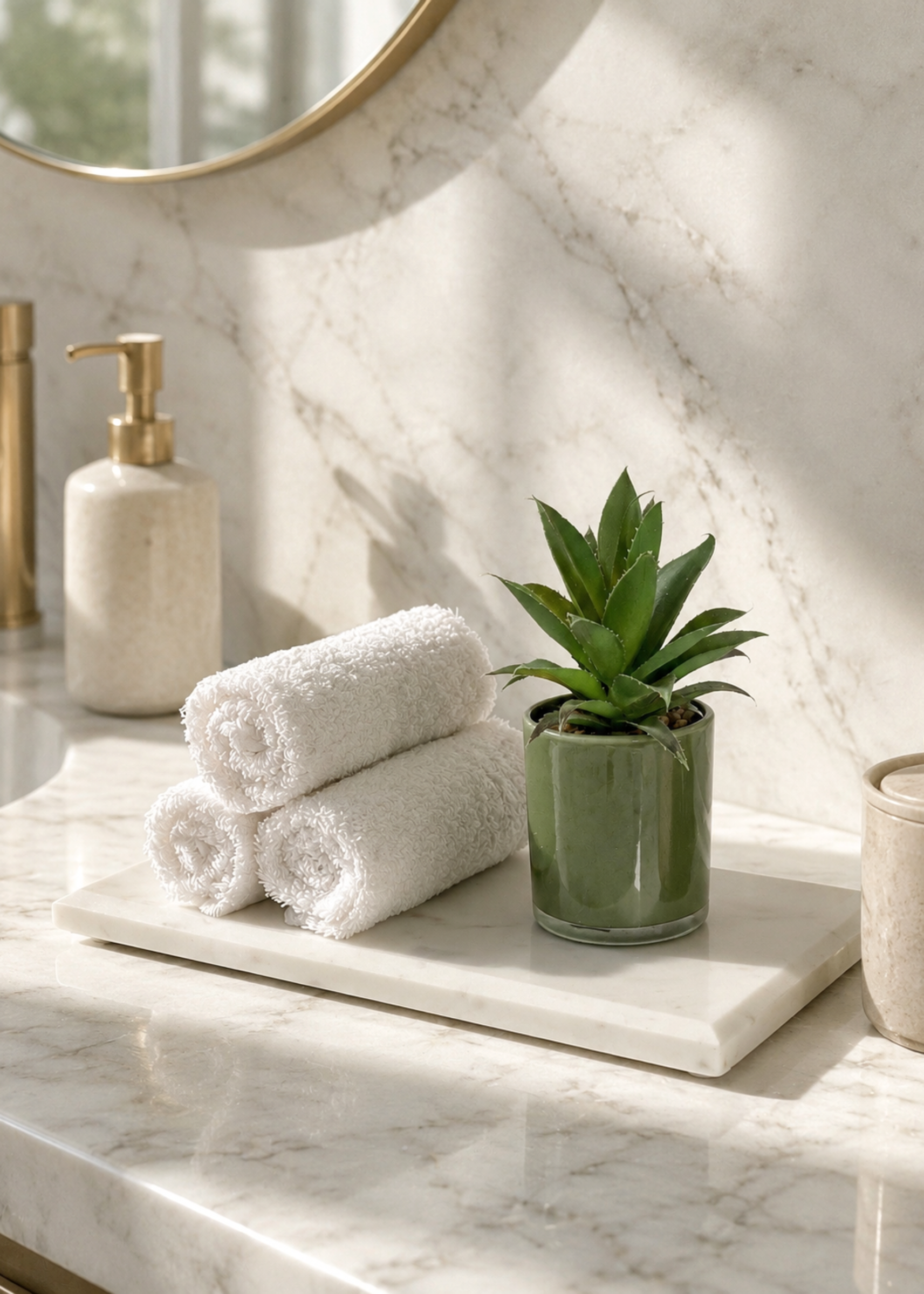 Auric White Marble Flat Tray