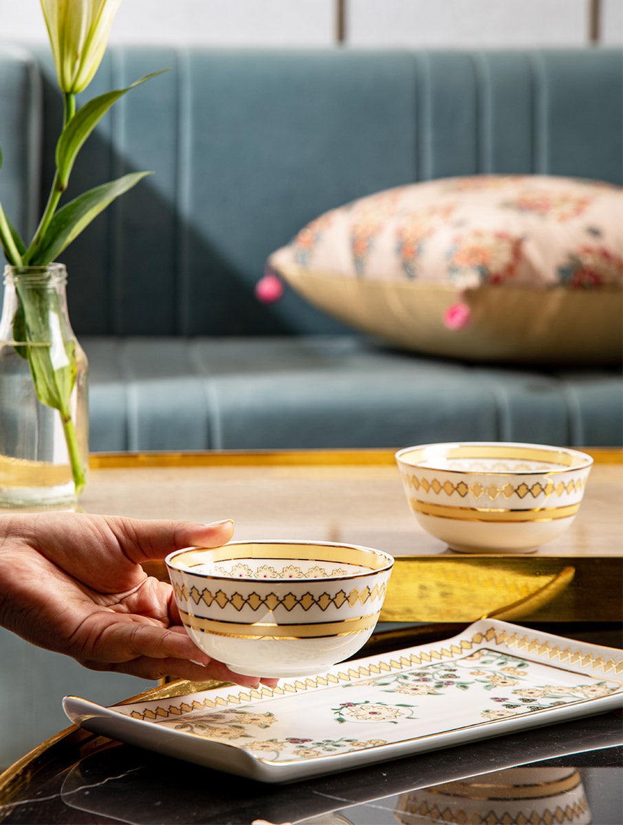 Phul Bari Bowls & Platter Serveware Set - Set of 3