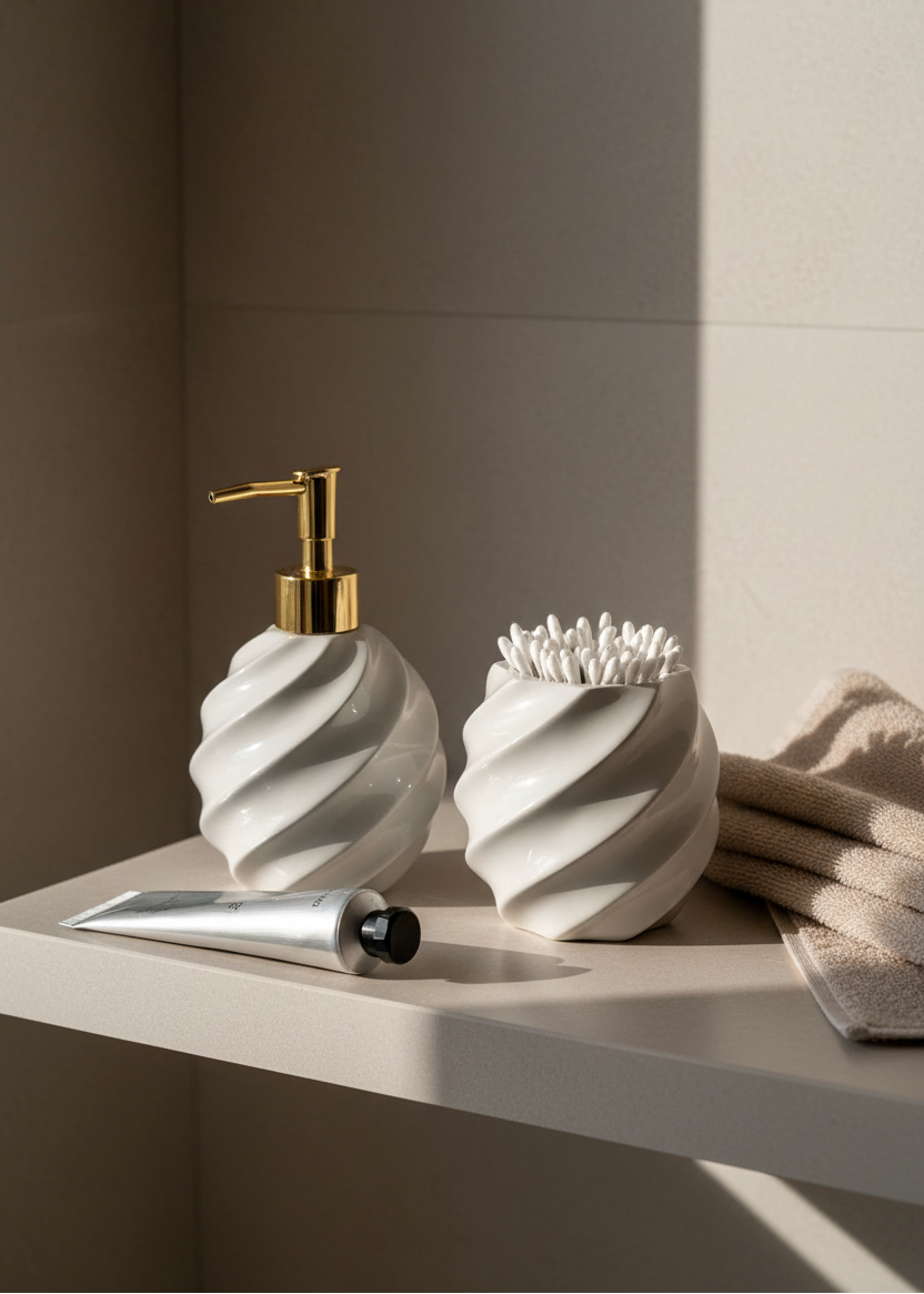 Swirl Bathroom Set - Grey