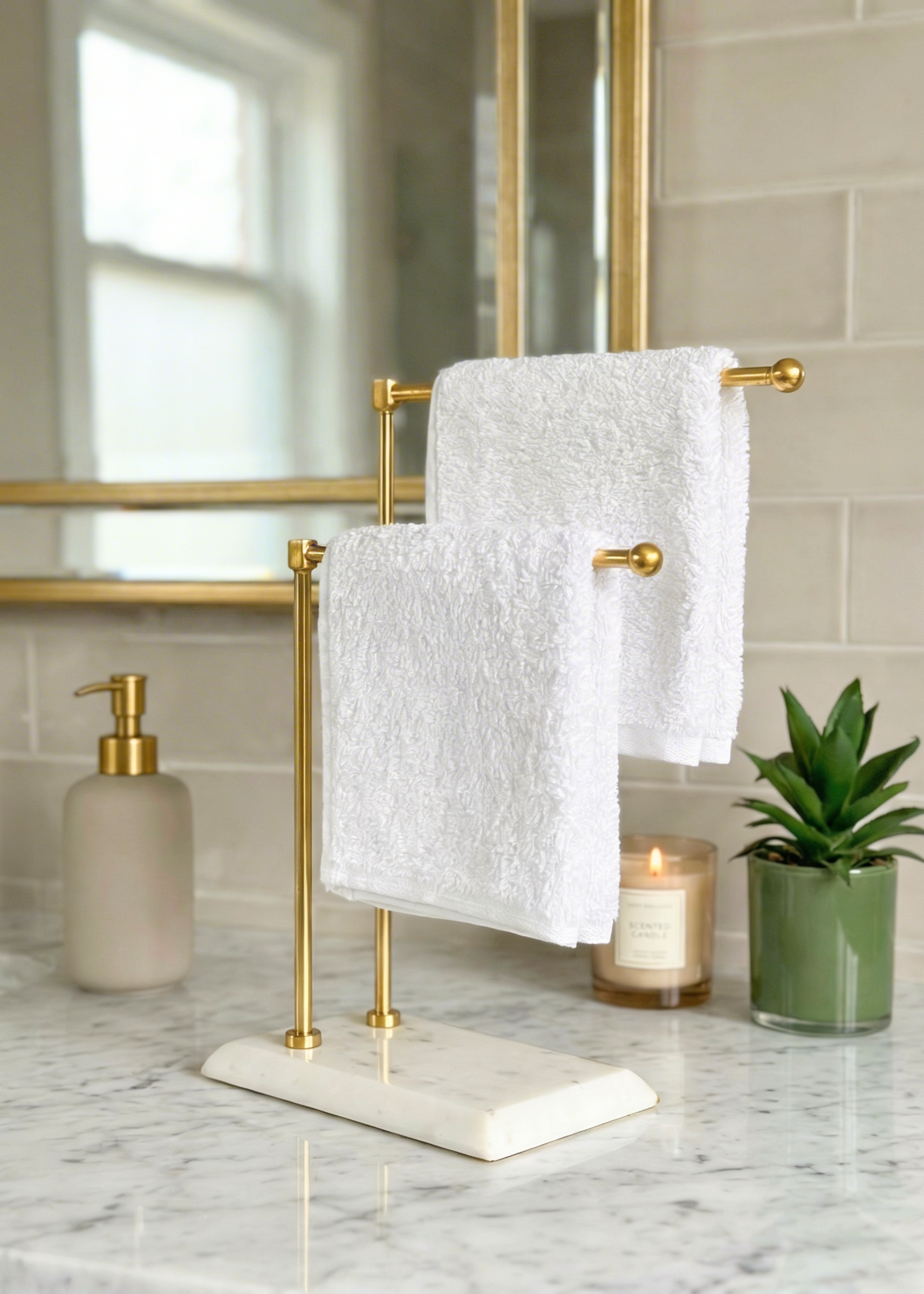 Melrose Hand Towel Stand - White & Gold