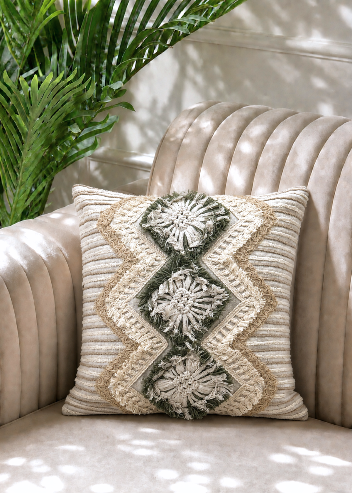 Macrame Ivory Cushion Cover