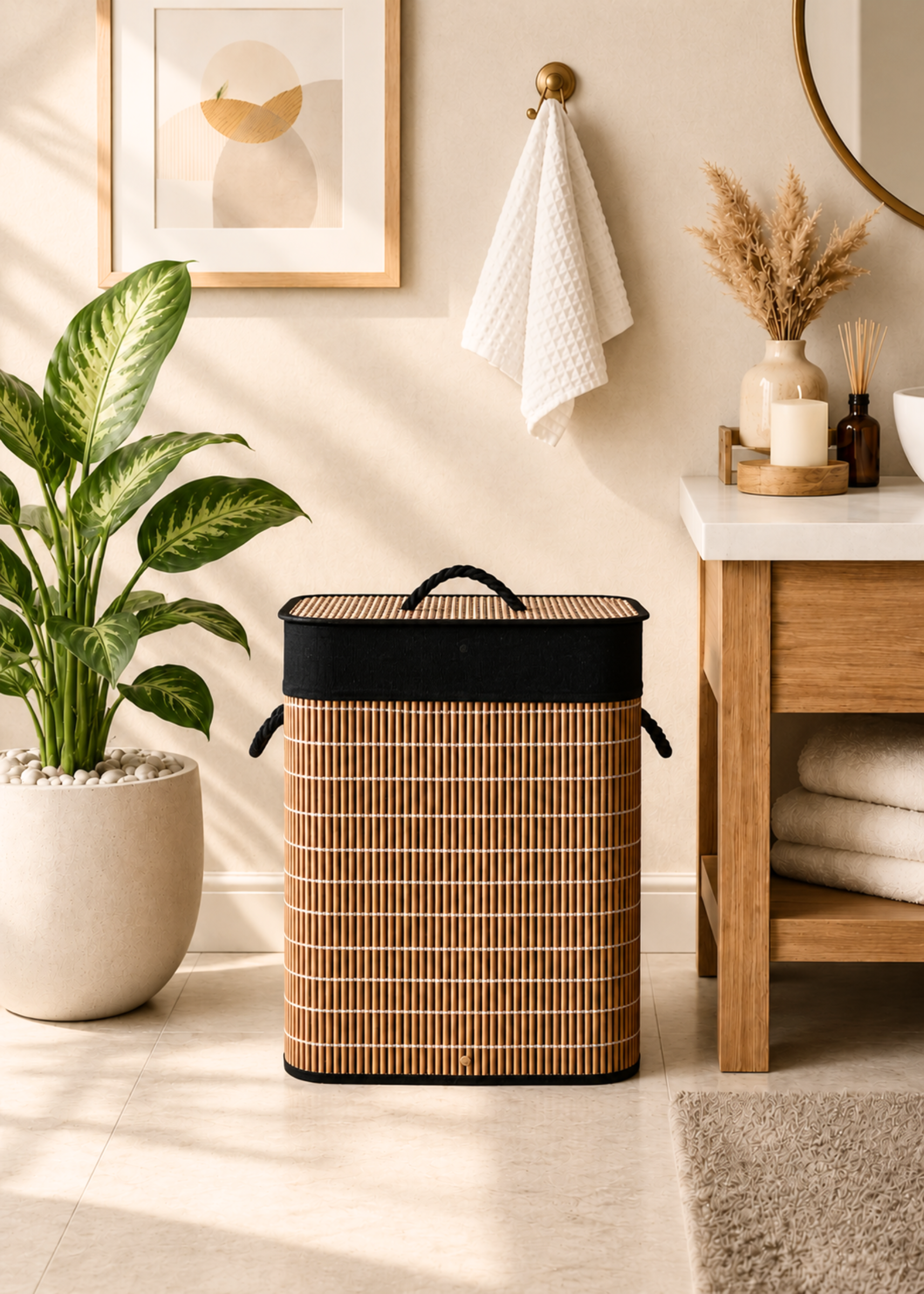 Baskora Laundry Basket - Black & Brown