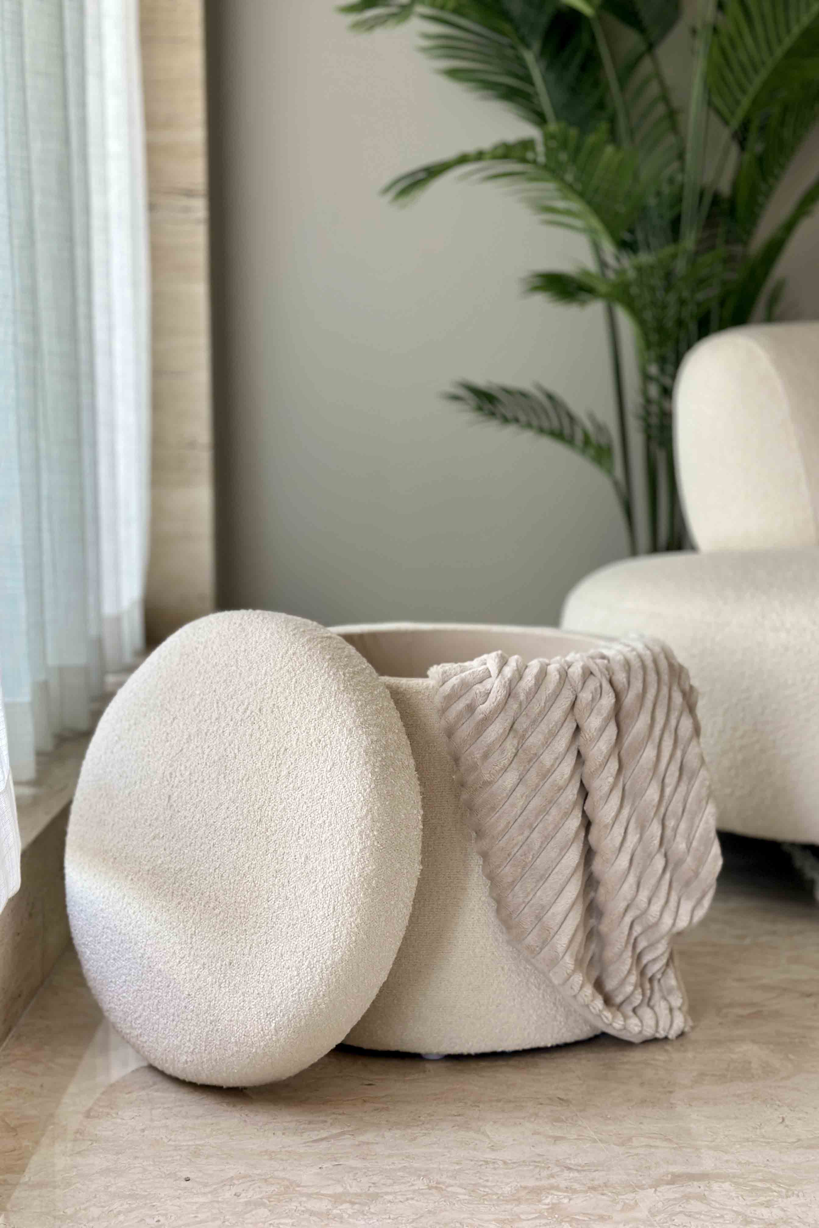 Bouclé Storage Pouffe (Set Of 2)