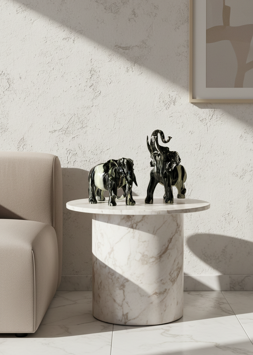 Monochrome Onyx Elephants - Set of 2