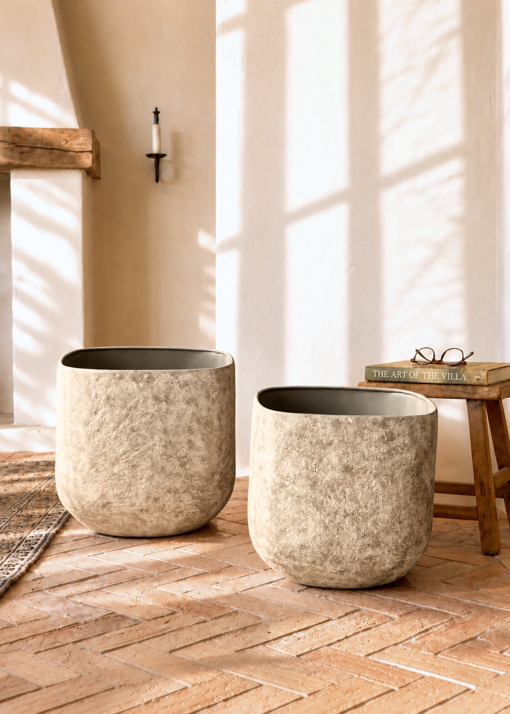 Veranda Square Planters - Rustic Ivory