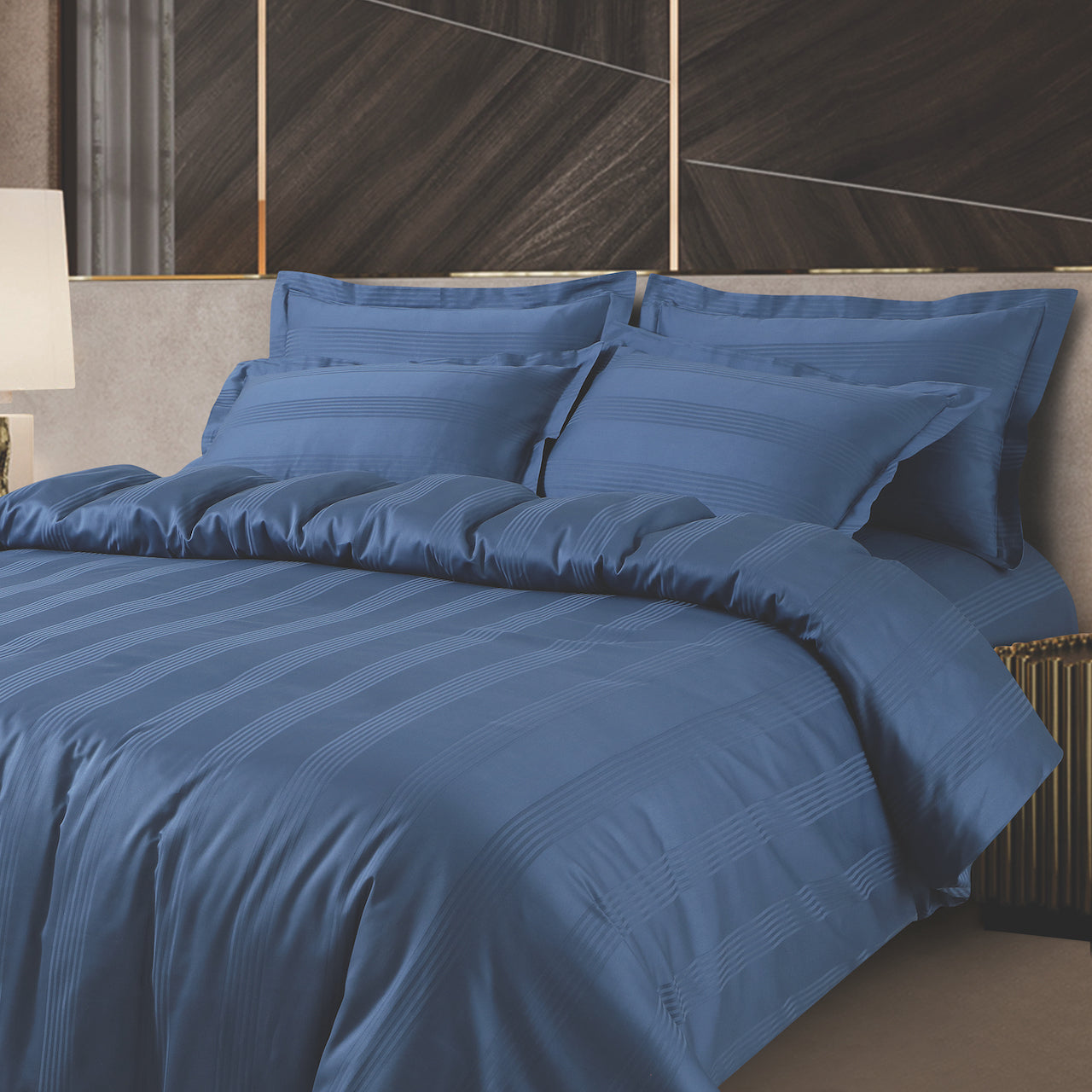 Turin Jacquard Blue Stripes Bedsheet
