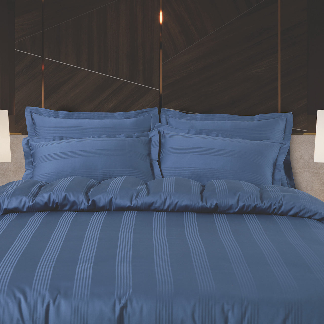Turin Jacquard Blue Stripes Bedsheet