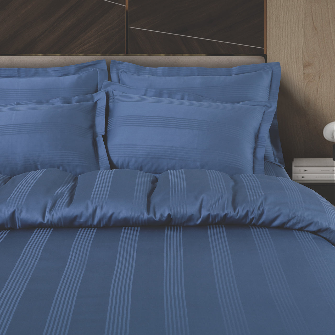 Turin Jacquard Blue Stripes Bedsheet